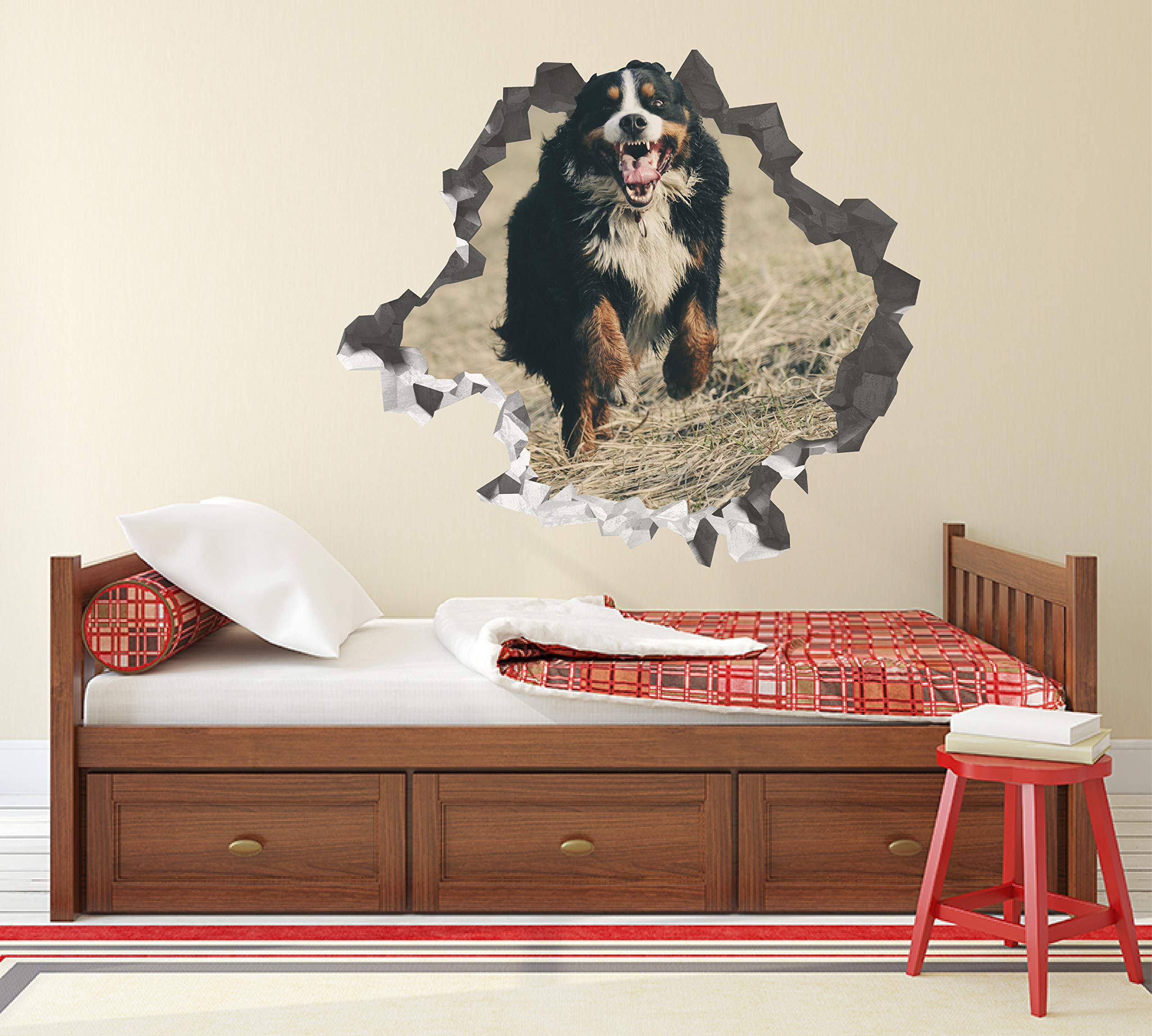 Perro Gracioso Pegatina - Calcomania Animales - Decoración de Cuartos Niños - Sticker de Cachorro - Decoración Infantil - JS366 (Grande: 102 cm x 91 cm)