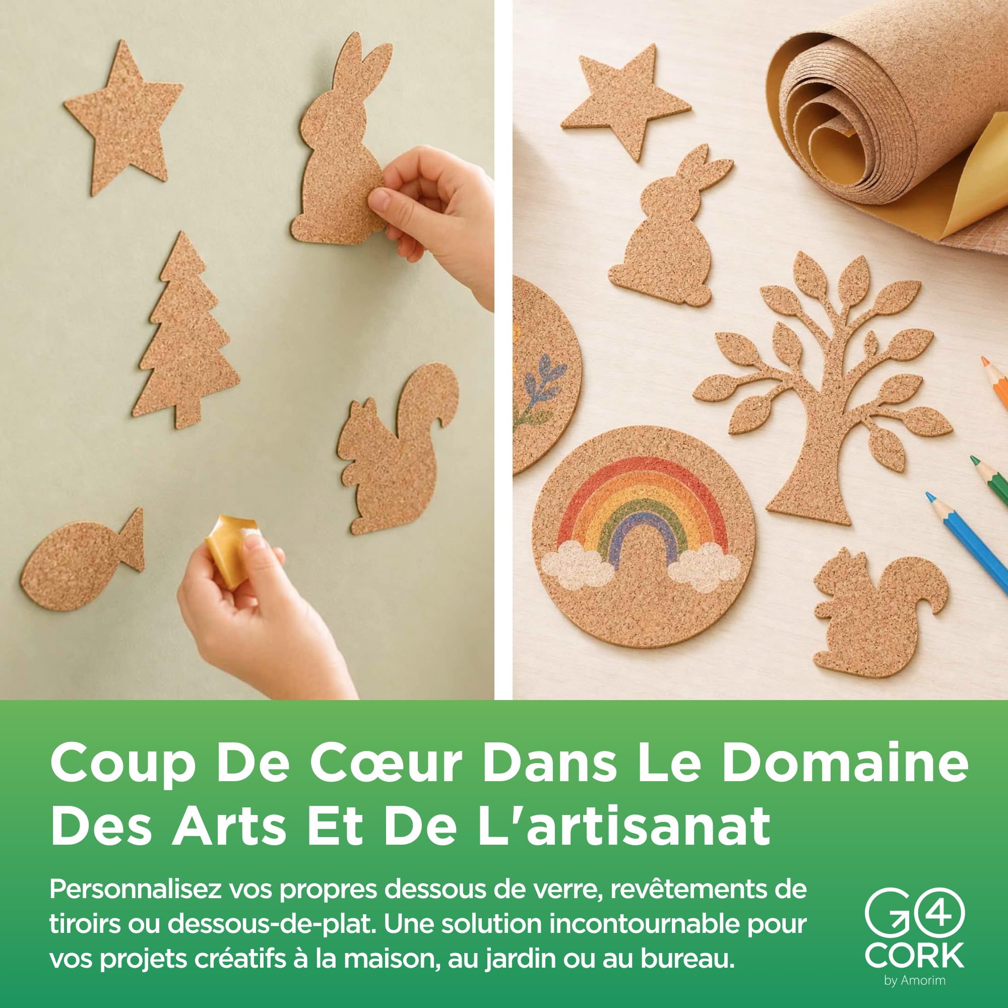 Go4Cork Rouleau de Liège Adhésif Premium – 45 x 300 cm | 100% Liège Naturel | Autocollant Écologique | Isolation Acoustique & Thermique | Loisirs Créatifs, Maison, École & Bureau | Pose Facile