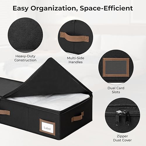 Miniatura 3 de GRANNY SAYS Paquete de 2 organizadores debajo de la cama, organizador debajo de la cama con tapa con cremallera para dormitorio, contenedores de