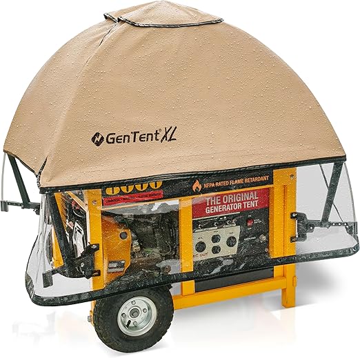 GenTent XL Generator Running Cover - Universal Kit - for Larger Open Frame Generators (Standard, Tan)