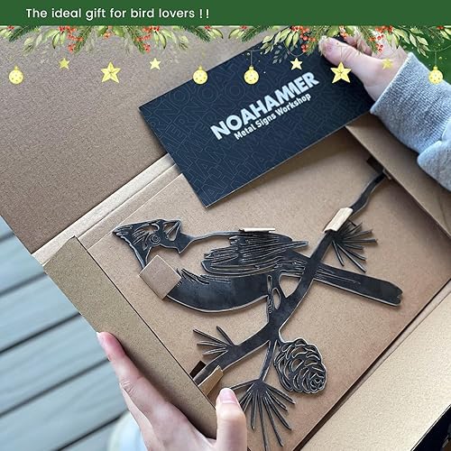 Miniatura 6 de NOAHAMMER Silueta de pájaros de metal, decoración de patio, estatua de búho oxidado de metal para exteriores, decoración de jardín, arte de regalo