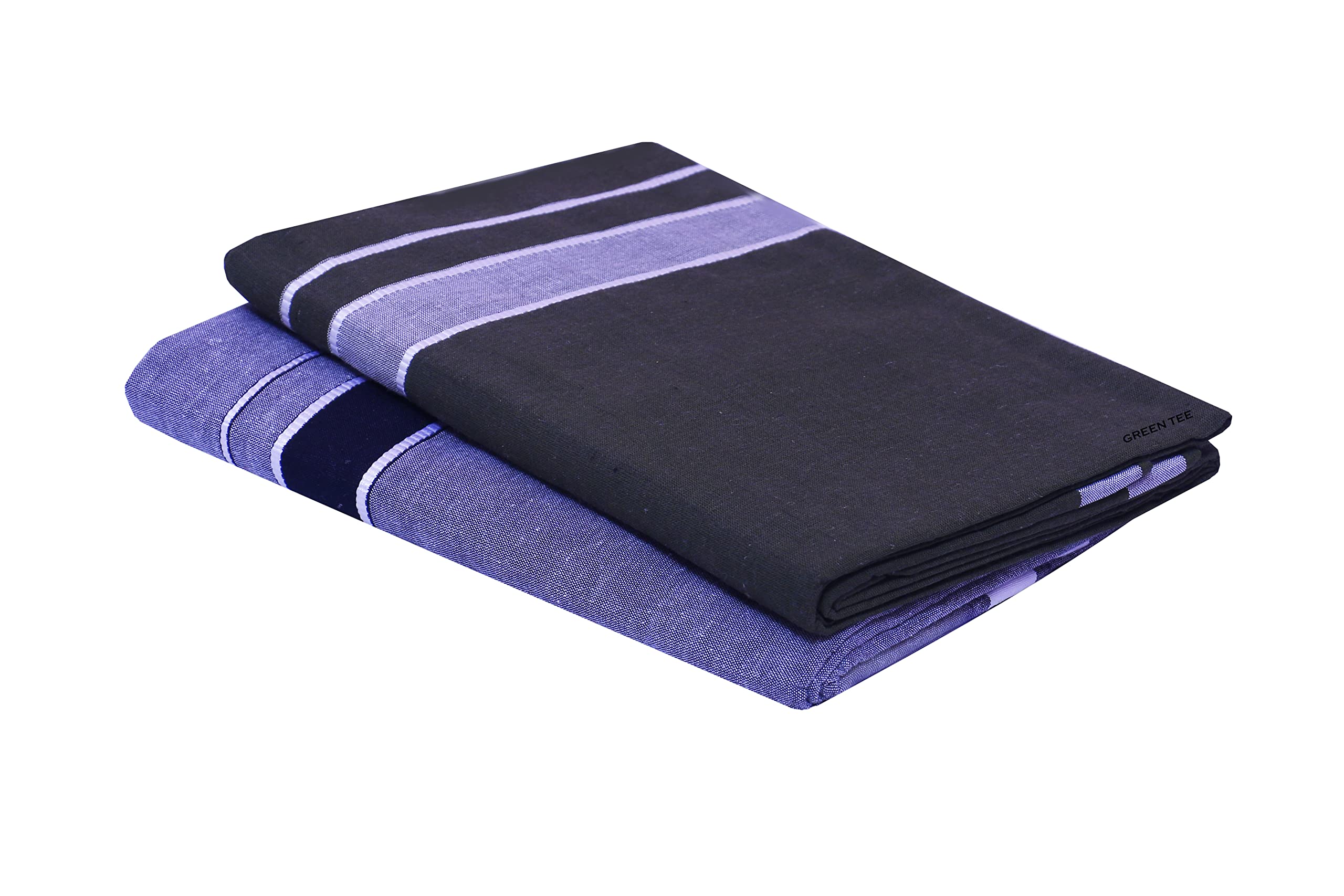 green tee Men Color Dhoti - Pack of 2 (Grey ll Dark Green) (2 Meters)-picture-7