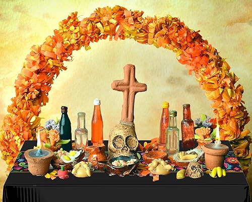 Miniatura 5 de Oudain Mantel de plástico de 3 piezas de 108 x 54 pulgadas, impermeable, para decoración mexicana, para fiestas nocturnas de tacos, fiestas