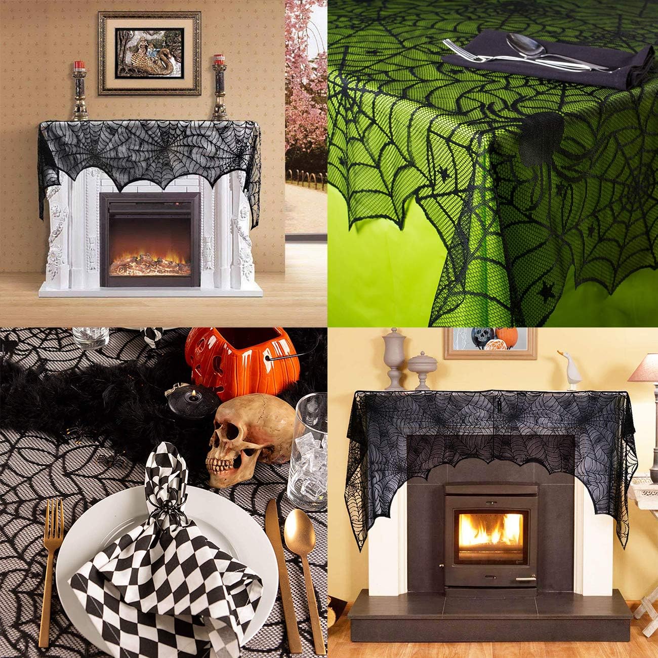 Lіmіtеd Dіѕсоunt Sunnyglade Halloween 18x96 Lace Spiderweb Fireplace Mantle Cover Fireplace Scarf & 54x72 Rectangular Black Spider Web Lace Tablecloth, Festive Party Halloween Supplies Suреr Brаndѕ Sunnyglade Halloween 18x96 Lace Spiderweb Fireplace Mantle Cover Fireplace Scarf & 54x72 Rectangular Black Spider Web Lace Tablecloth, Festive Party Halloween Supplies