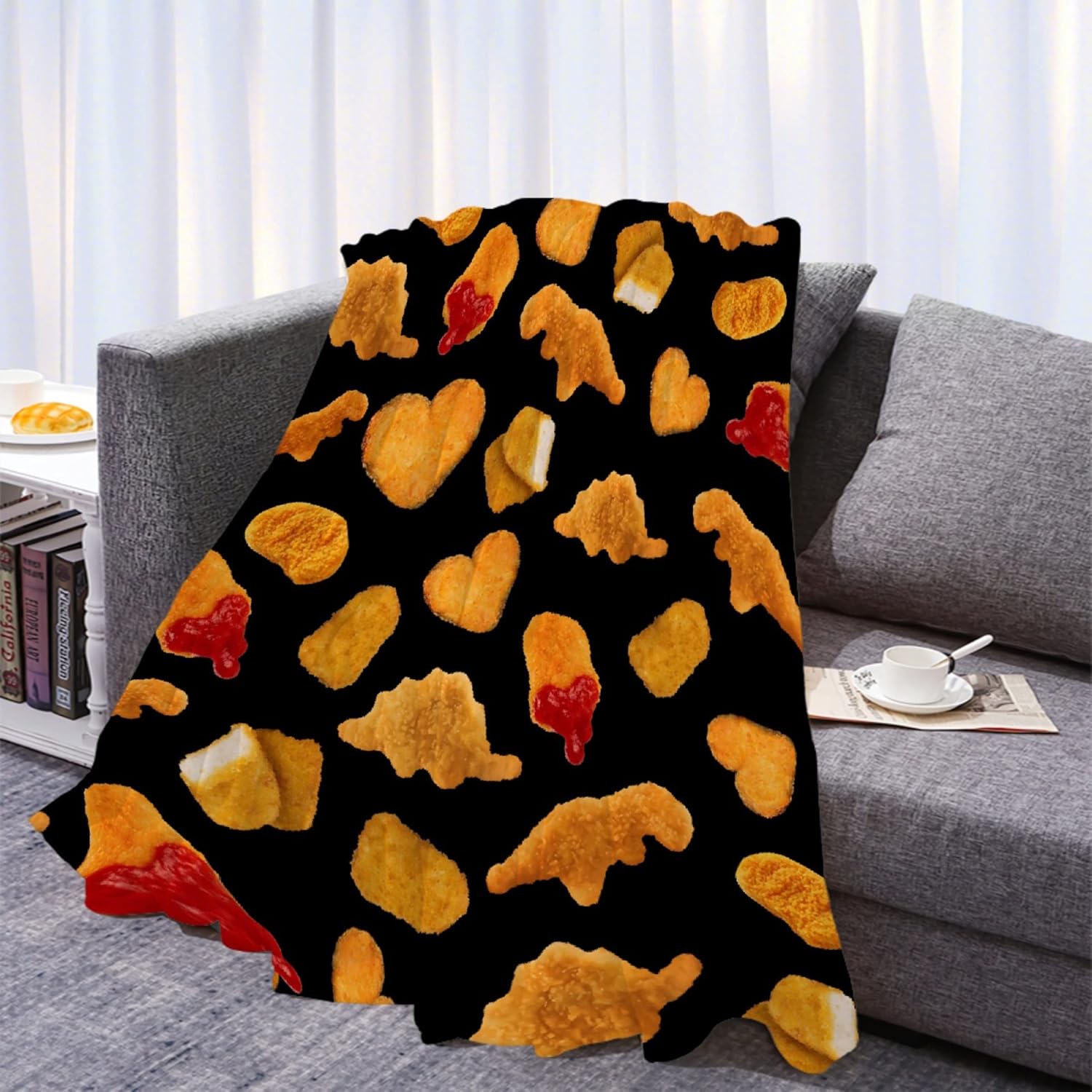 Chicken Nuggets Throw Blanket - Ultra Soft Plush Flannel Blanket,Warm Cozy Bed Quilt Home Decor for Couch Sofa Bed All Season,80"x60" for Adults