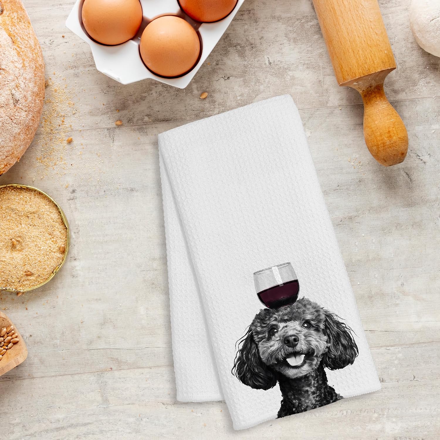 Funny Wine Poodle Kitchen Towels, Poodle Gifts, Dog Gifts Decorative Dish Hand Tea Towels for Kitchen Home Bar Decor, Wine Dog Lover Gift, 16x24 Inch image 5