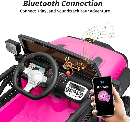 Miniatura 7 de Camión de juguete de 24 voltios, vehículo eléctrico para niños con control remoto, potencia de 400 W, velocidad máxima de 5 Mph, color rosa