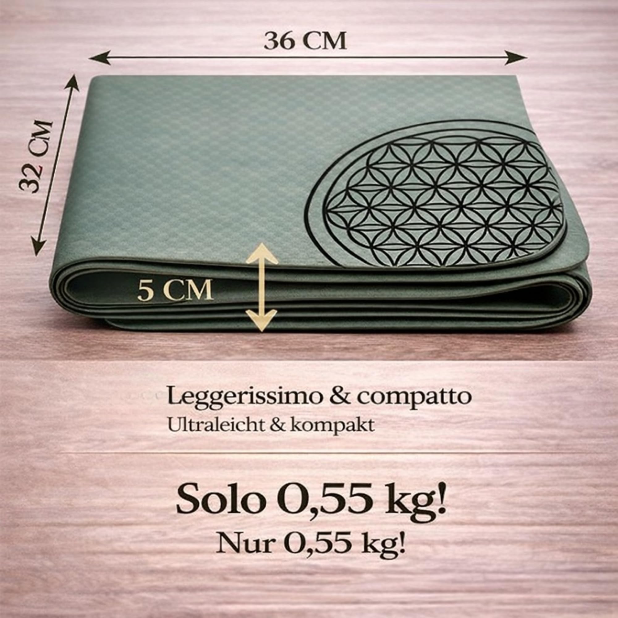 Esterilla de yoga antideslizante plegable de TPE reciclable – Esterilla de yoga de viaje – Esterilla Yoga Pilates Fitness Gimnasio – 183 x 61 cm