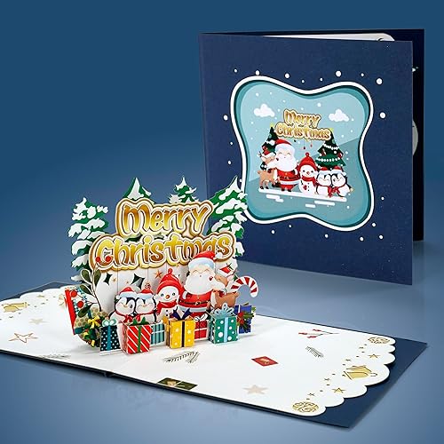 Miniatura 3 de CUTPOPUP - Tarjeta de felicitación con texto en inglés Merry Christmas (Feliz Navidad) en 3D, Año Nuevo, Navidad
