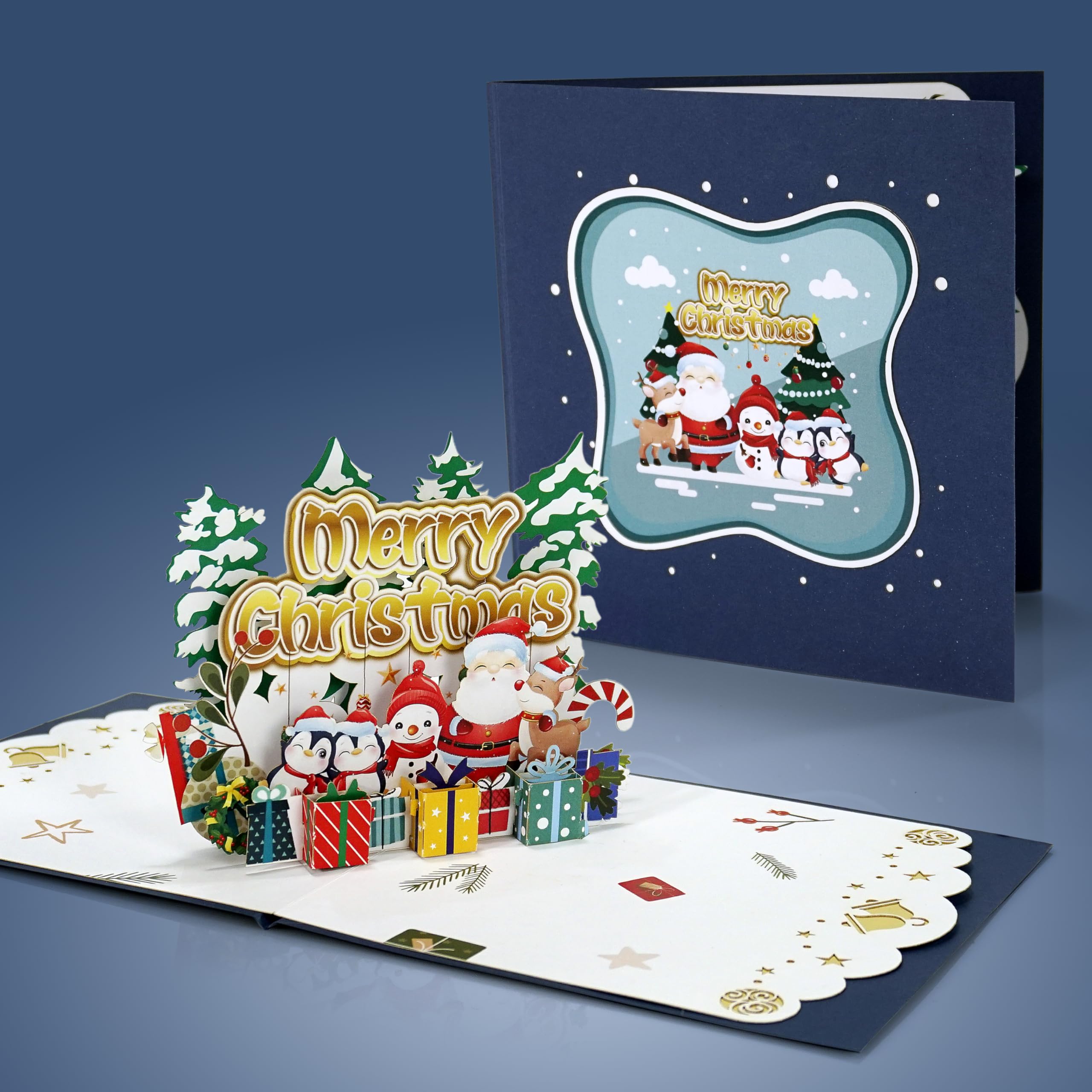 CUTPOPUP Merry Christmas Cards 2025, Pop Up Christmas Cards w Envelope, 3D Xmas Card - Image 3
