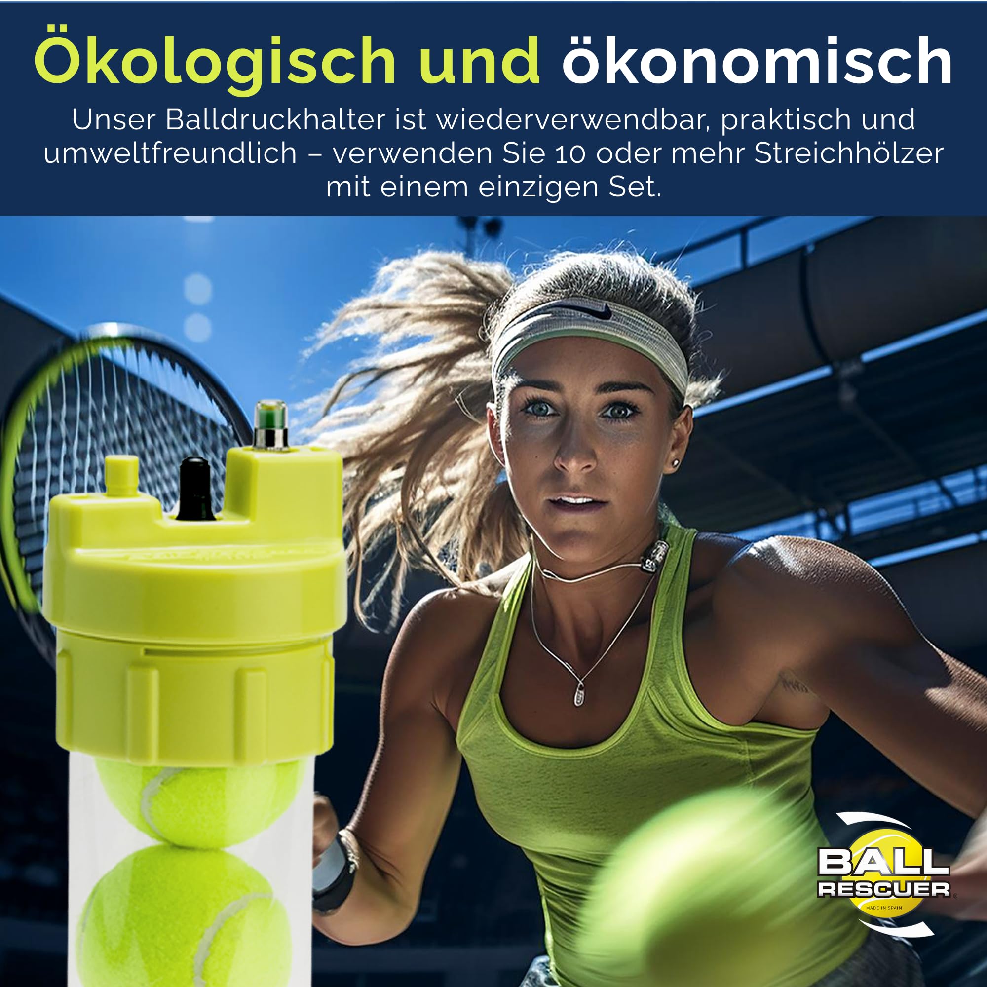 Ball Rescuer verwandelt die Dosen für drei oder vier Padel-oder Tennisbälle zu einem 30- PSI Druckbehälter. ( Verpackung nicht im Lieferumfang enthalten)