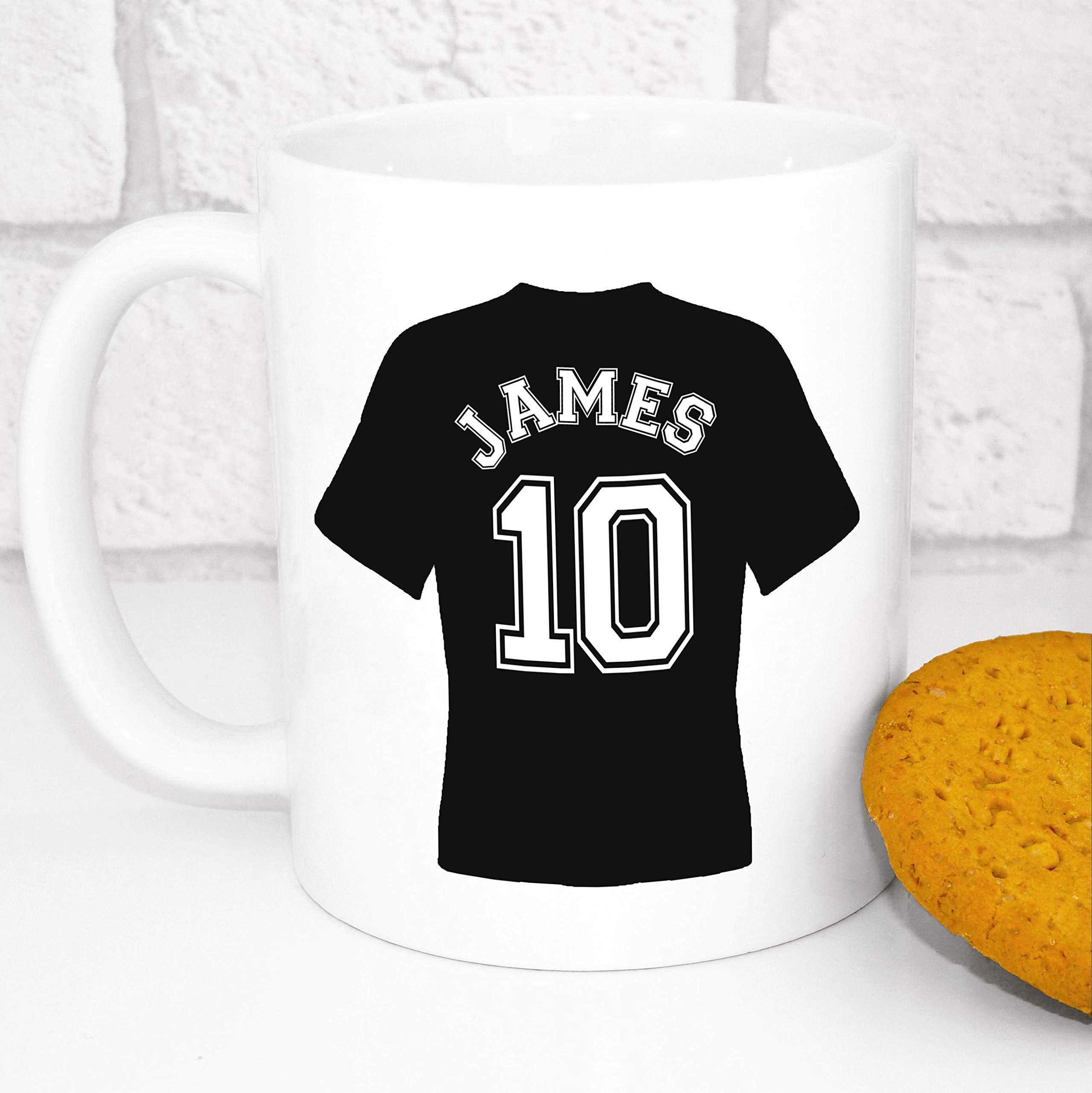 Personalised Football Mug - Custom Football Shirt Mug - Choose Your Team's Colour (Black)