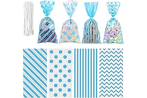 Aneco Blue Cellophane Bags - Small Size Plastic Gift Bags for Candy,...