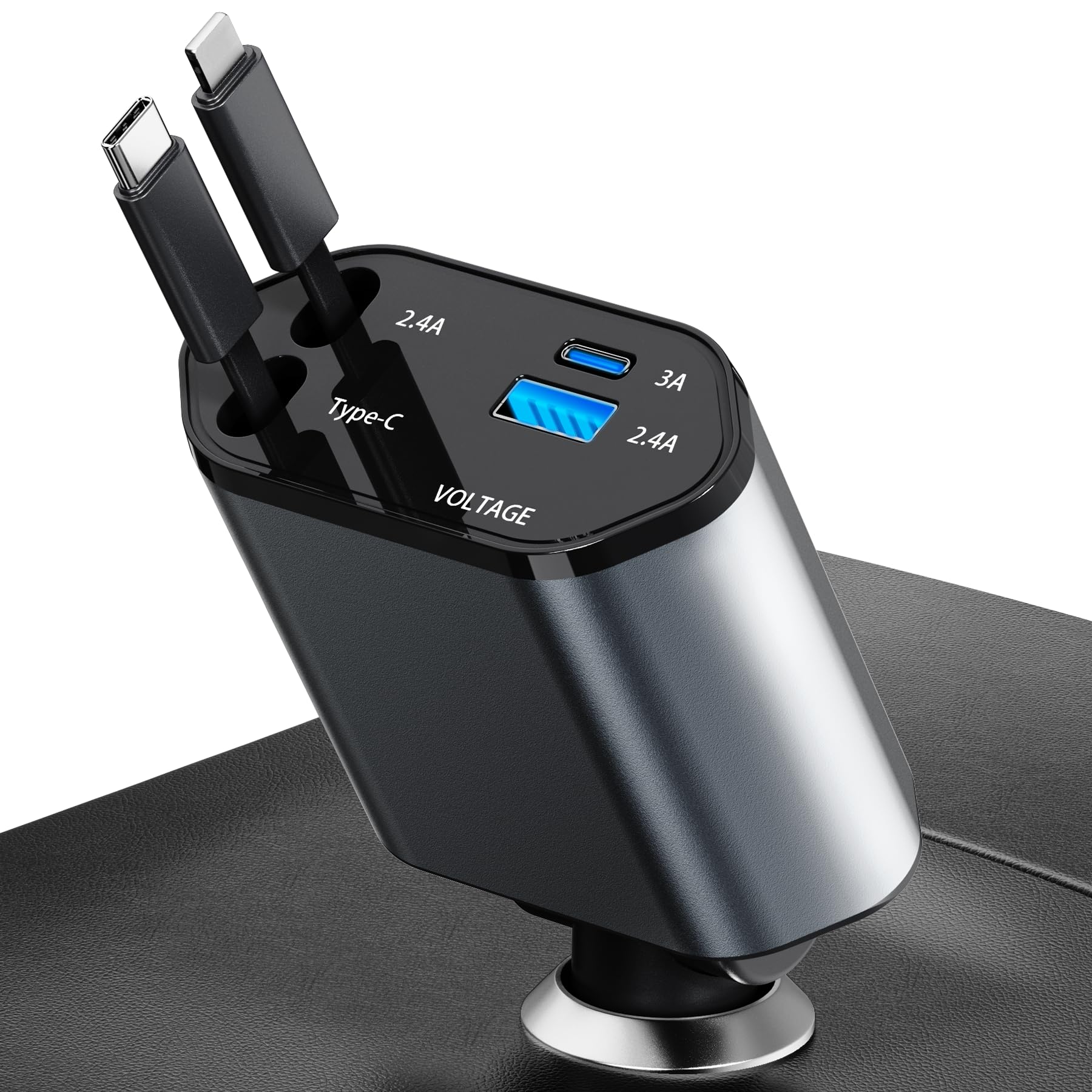 「2025超便利シガーソケット」 シガーソケット USB-C/USB 車載充電器 4in1USB充電器 巻き取り式充電ケーブル2本 電圧計を搭載 急速充電対 Amazon.co.jp: 「2025超便利シガーソケット」 シガーソケット USB-C