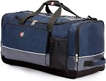 SWISSGEAR Apex Duffle Bag Travel and Gym Duffle Bag with Bungee-Cord System, Black Dobby, 20-Inch