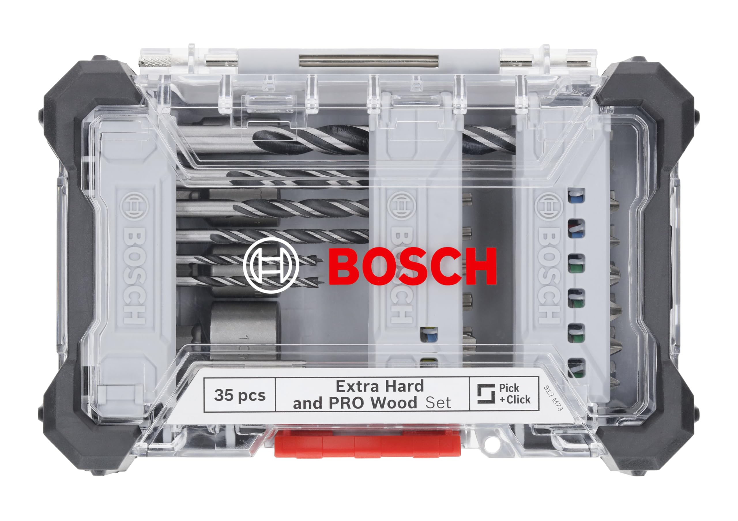 Bosch 35x Coffret de forets à bois PRO Wood et embouts de vissage Extra Hard, 35 pièces (197 x 110,5 mm, Professional Accessoire Perceuses/visseuses rotatives)