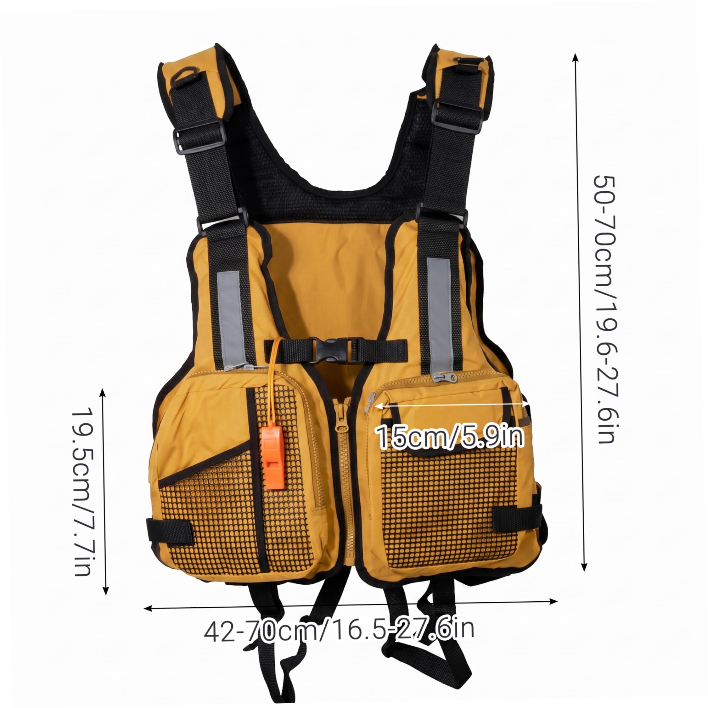 Schwimmjacke für Erwachsene, verstellbare Träger und Pfeife, Rot | Verstellbare Riemen, Notfallpfeife, Wassersicherheit, Angeln, Kajakfahren, Bootfahren, Schwimmen