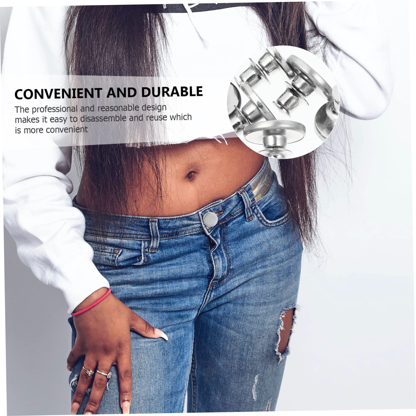 Artibetter 60pezzi Chiusure Regolabili Per Jeans Pulsanti Rimovibili Cucitura Facili Installare e Riutilizzabili Accessori Pratici