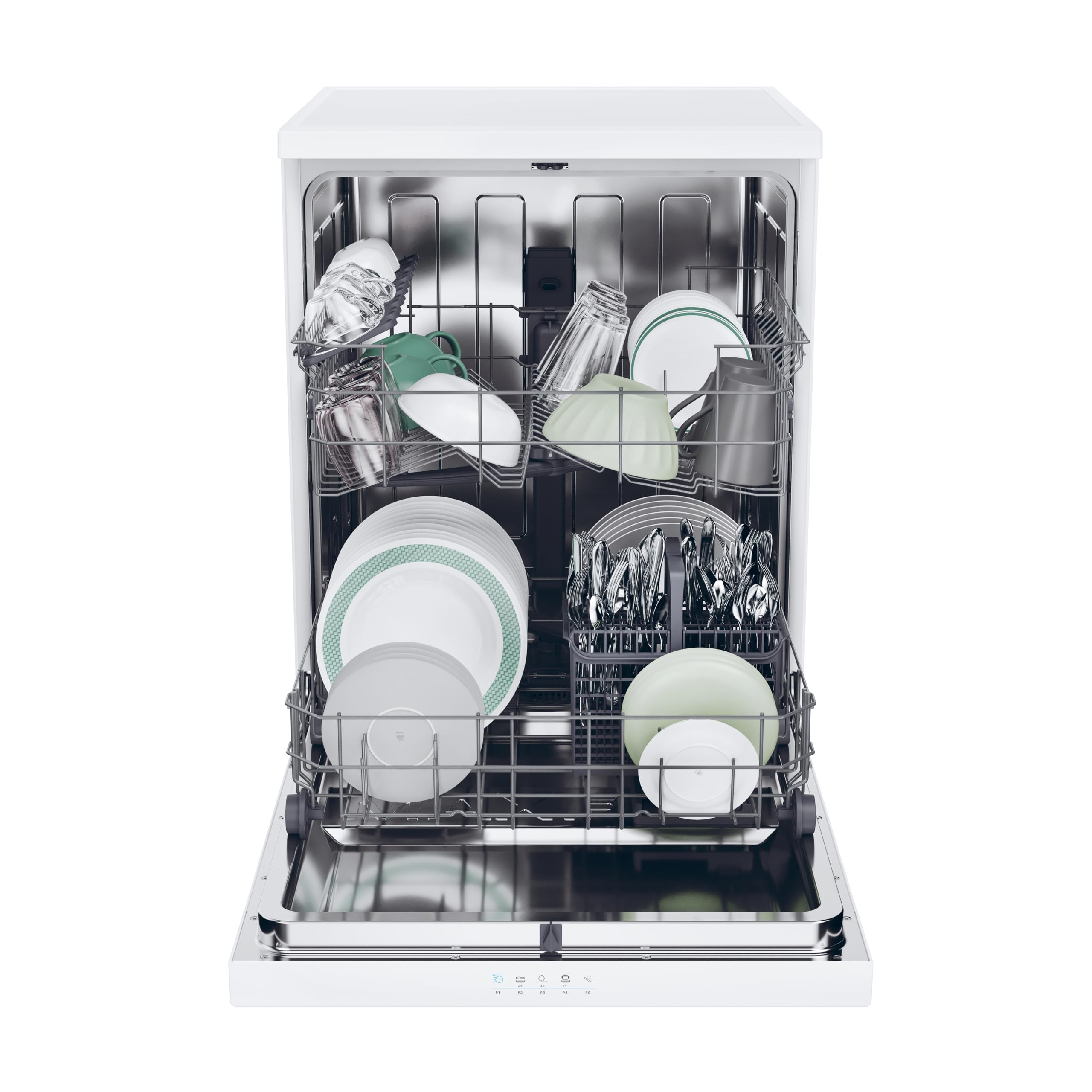 Candy Rapidò CF 3E7E0W Lavavajillas 60 CM, 13 Servicios, Secado por Condensación, 5 Programas, Cesta para Utensilios Grandes, Inicio Diferido 3-6-9 H, Indicador de Sal, 47DB, Blanco
