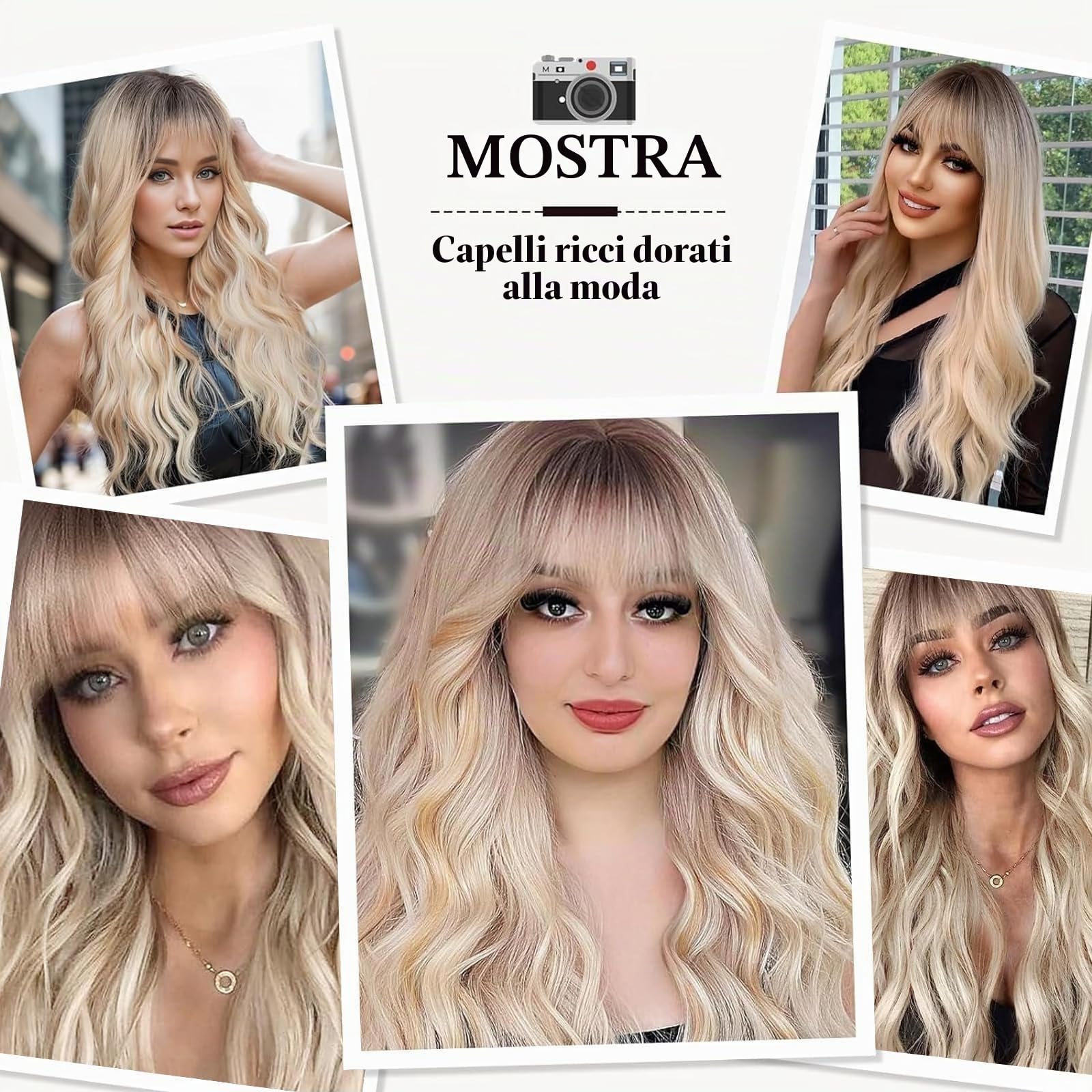 Parrucca Donna Capelli Veri, Blonde Wig, Parrucca Donna Bionda, Aspetto Naturale e Capelli Pieni, Cappuccio Regolabile e Traspirante, Per Cosplay Feste e Uso Quotidiano
