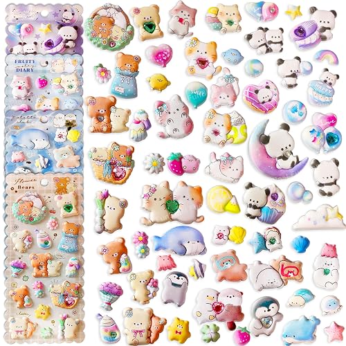 FunBlast Kawaii Stickers Set – Set of 4 Puffy Sticker for Kids, 3D Stickers for Girls, Aesthetic & Cute Stickers, Foam Sticker for Kids,