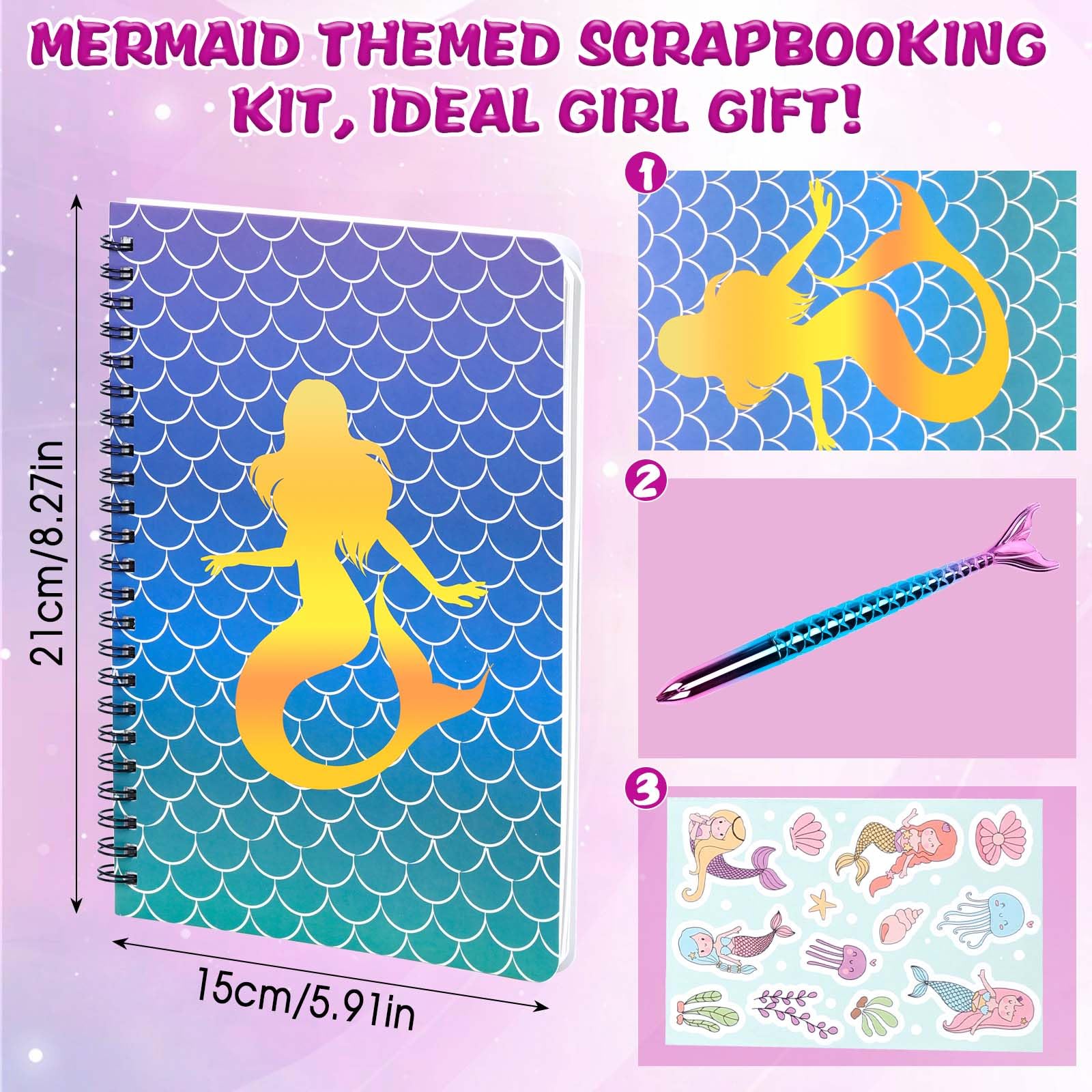 Dadabig Studio Scrapbooking Kit Scrapbooking Dzieci, Styl 4 Ever Scrapbooking Zabawka Prezent Dziewczyna 4 5 6 7 8 9 10 11 lat Kreatywny Zestaw do scrapbookingu Pomysły na prezent urodzinowy dla
