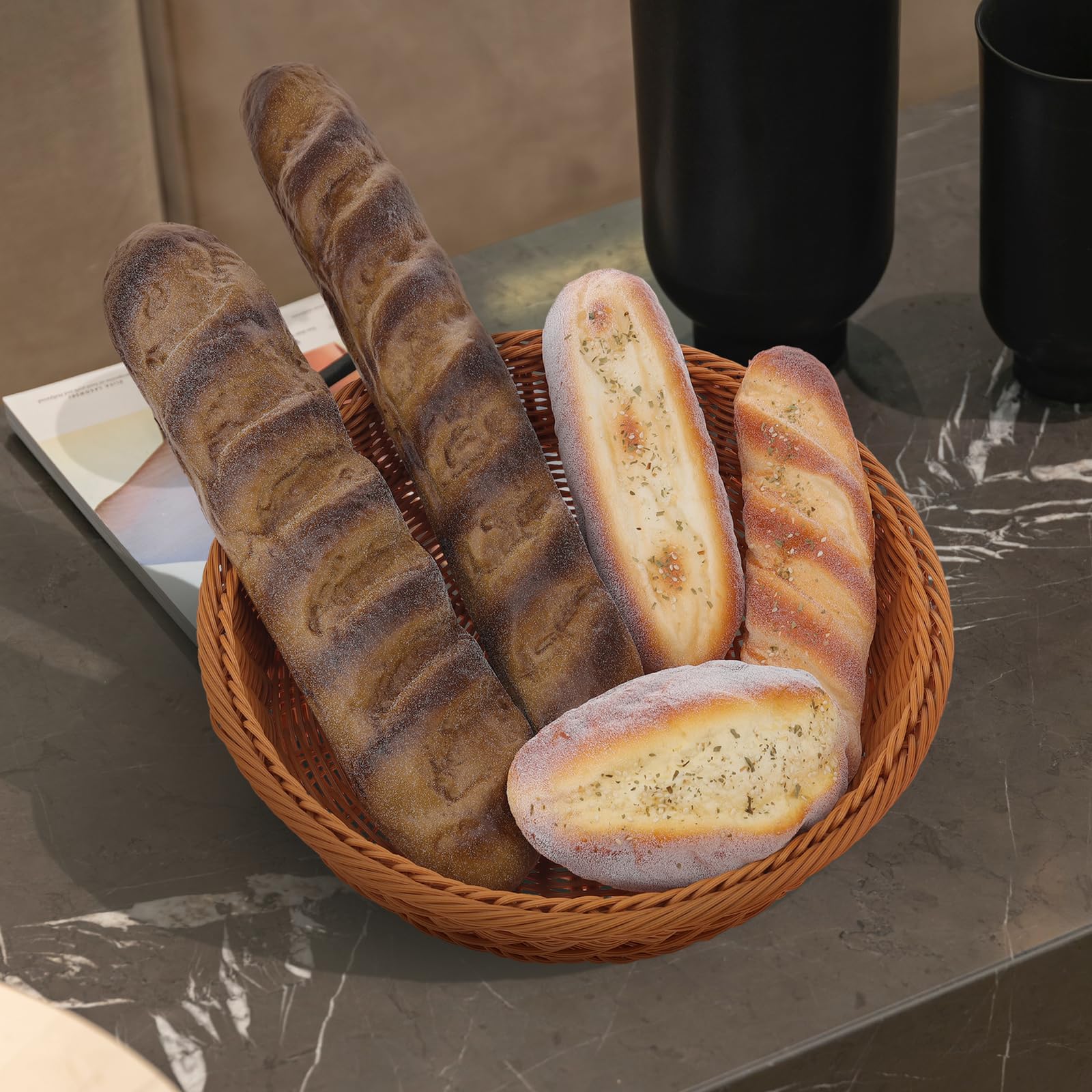 Gresorth Lot de 5 faux pains français artificiels pour décoration de maison, cuisine, fête, accessoires de photographie