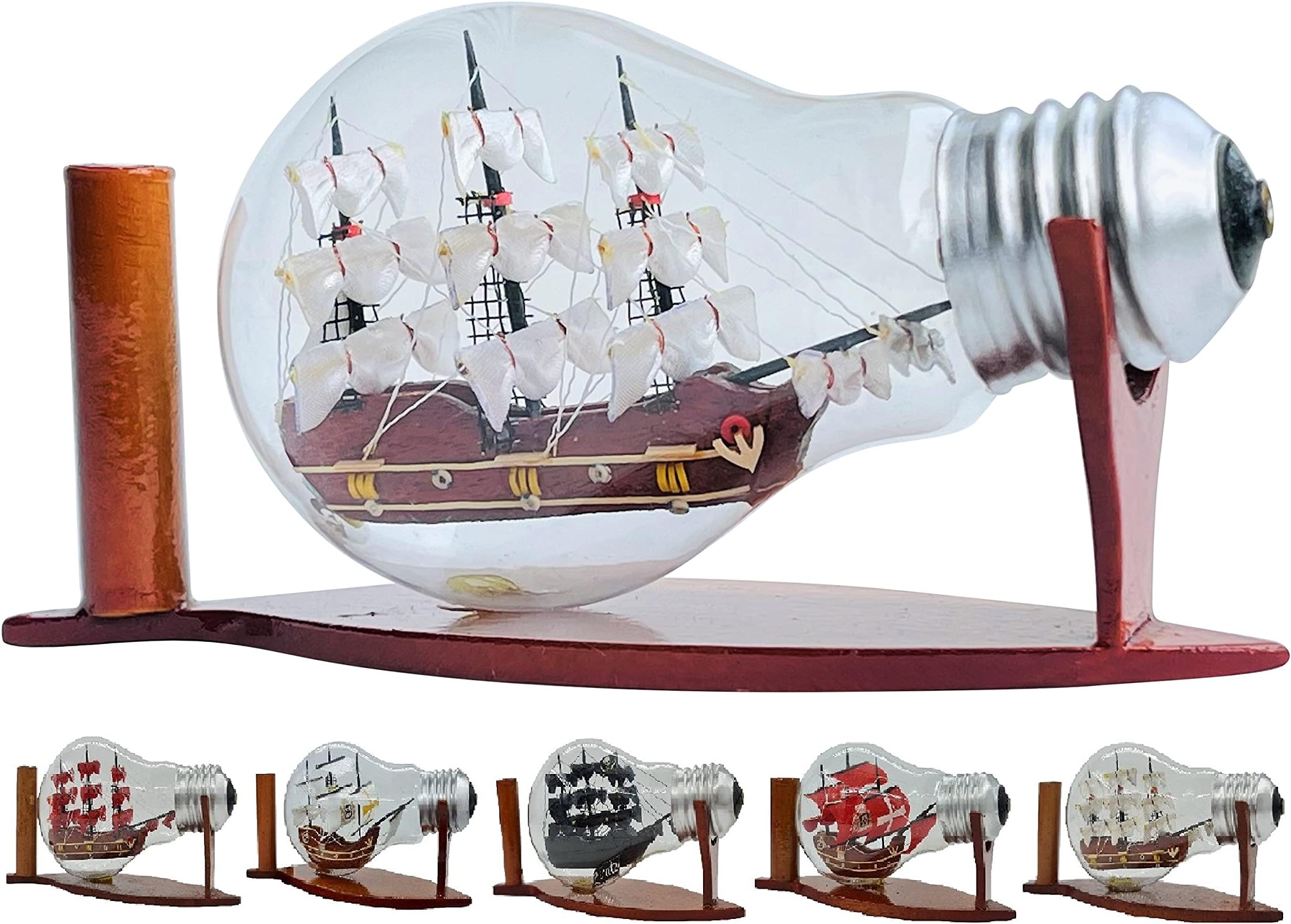 HMS Victory Ship in a Bottle Decorative Glass Nautical Decor Collection Display Unique Gift Handmade Miniature Boat Model for Tabletop Watercraft Warship Historical Ocean LAMP-555