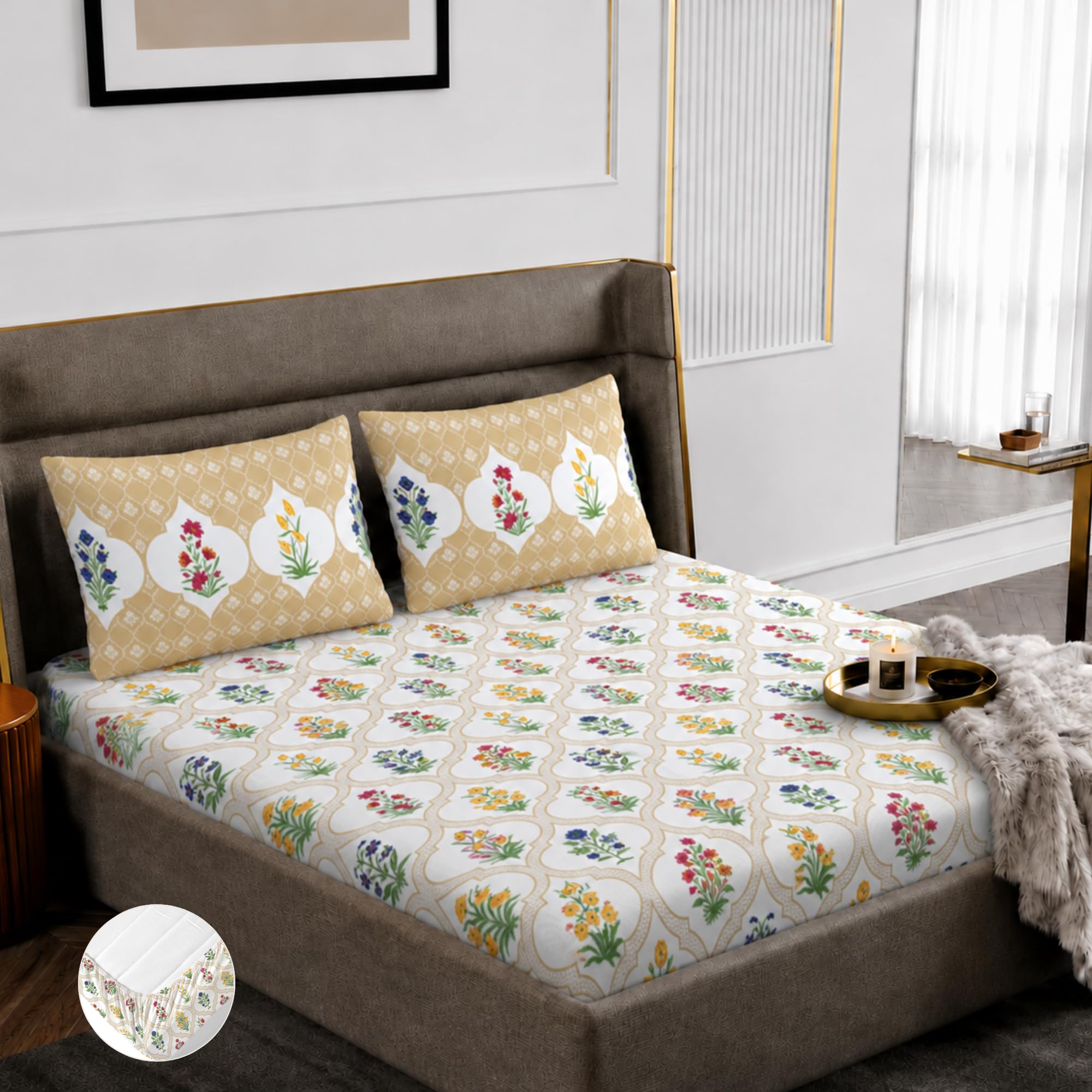 Home Ecstasy King Cotton Bedsheet Set - Light Blue -9
