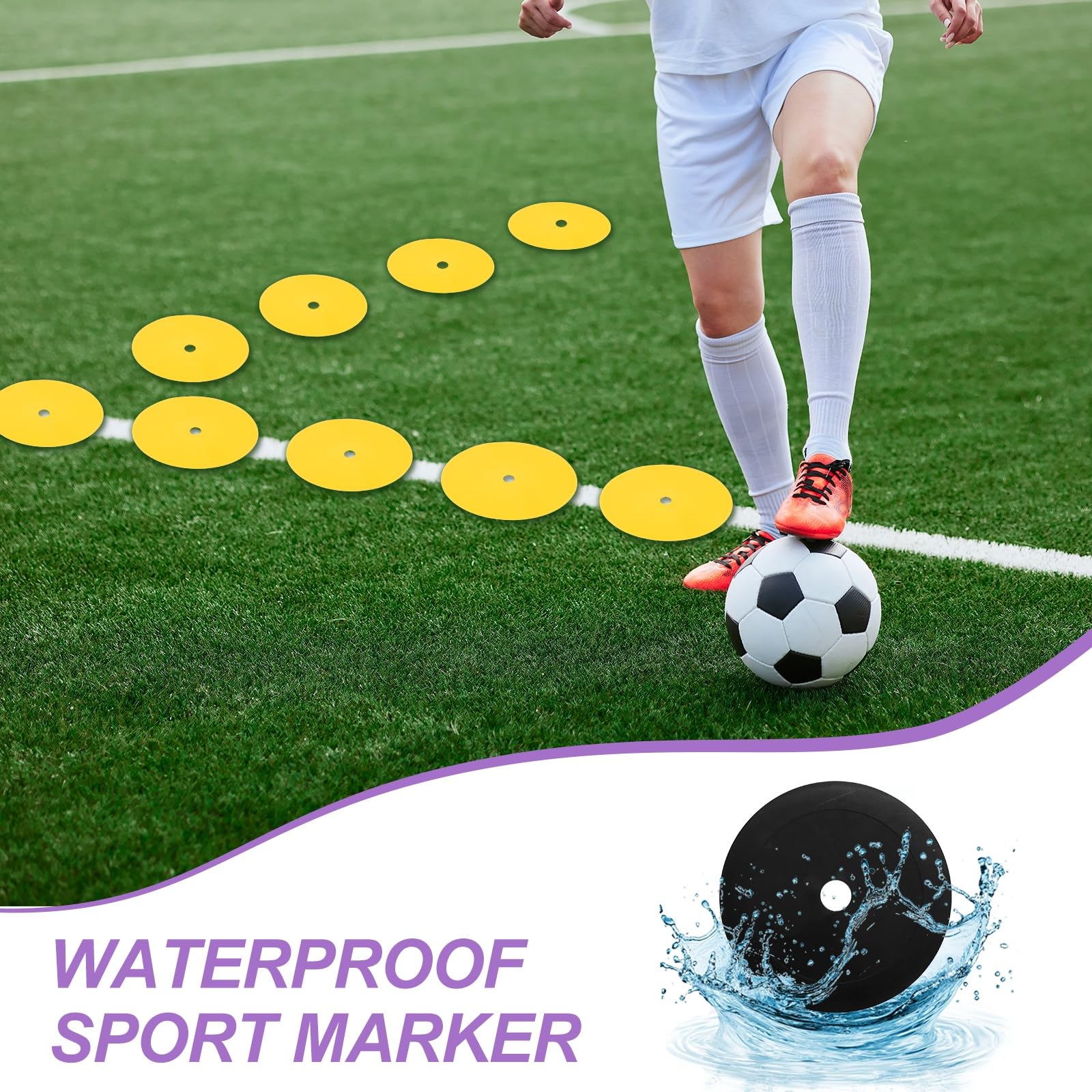 PATIKIL Marqueurs Au Sol 6 Pouces 6 Pcs Pastilles Anti-Dérapantes Cônes Plats Poly Dots avec Trou Sports Noir