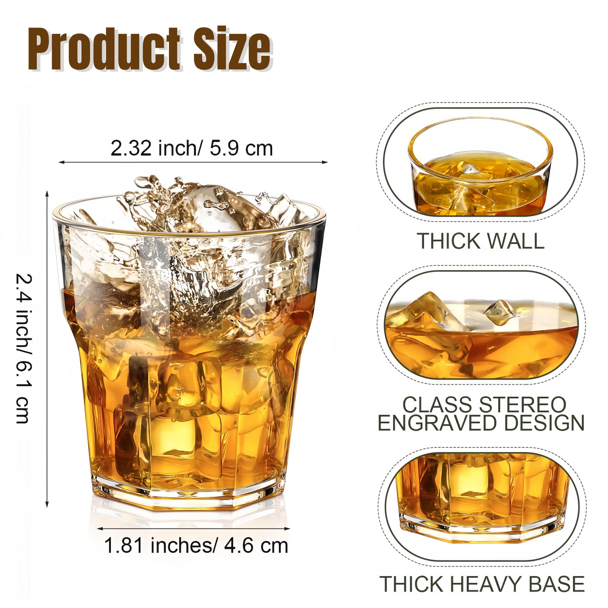 Bicchieri riutilizzabili in plastica acrilica, 260 ml, infrangibili, lavabili in lavastoviglie, impilabili, per tutte le bevande, design robusto per casa, feste e uso esterno (senza BPA)