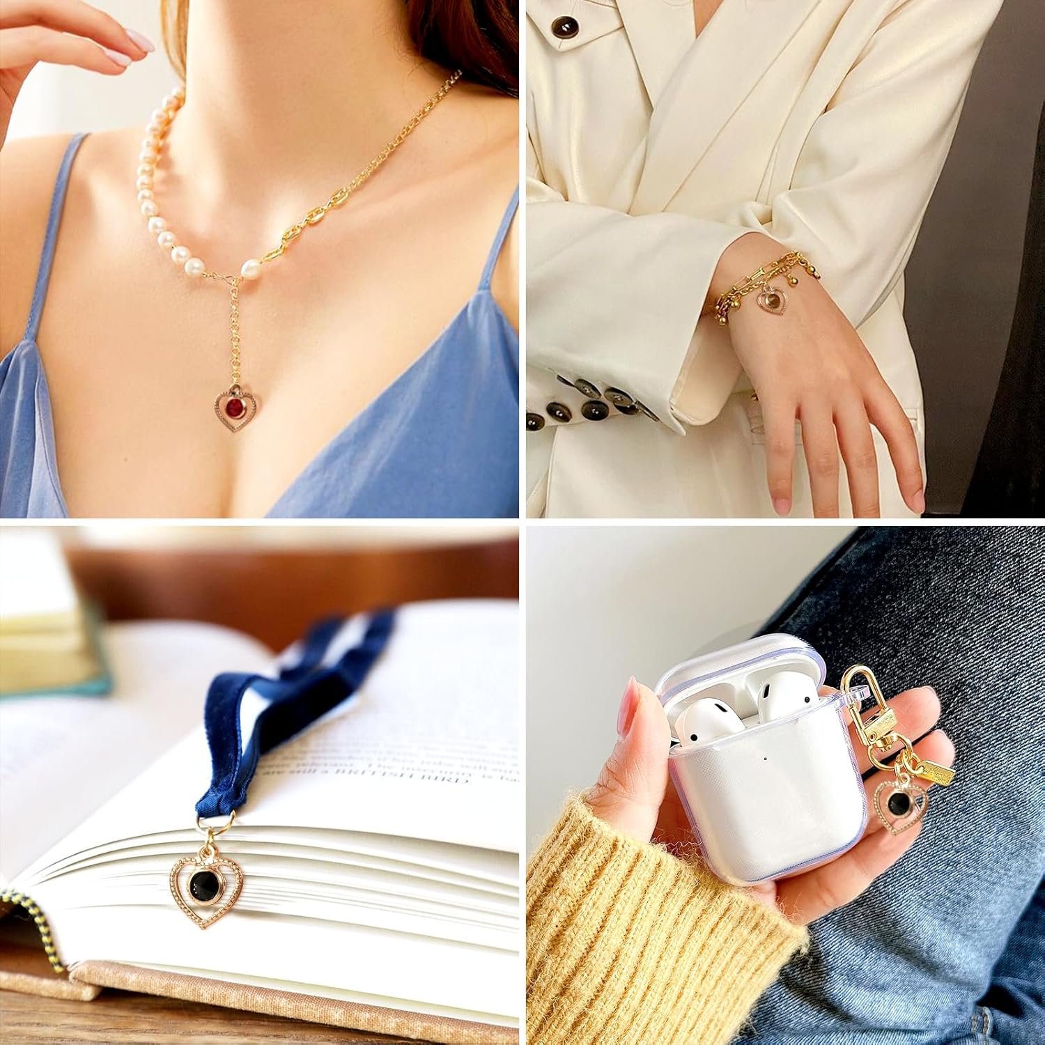 KISSITTY 100pcs Rhinestone Charms for Jewelry Making Heart Rhombus Flower Round Shape Light Gold Color Hollow Pendants Dangles for Women Necklaces Earrings Bracelets - Image 5