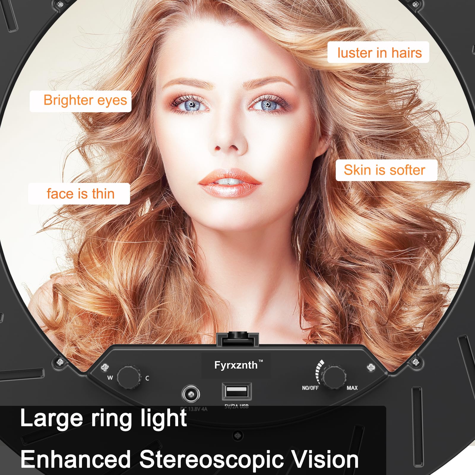 Anillo de luz de 18 pulgadas con soporte, luz LED de 55 W 6700 K, trípode de 63 pulgadas, soporte de teléfono ajustable multiángulo, para teléfonos iPhone y Android, CRI95, adecuado para