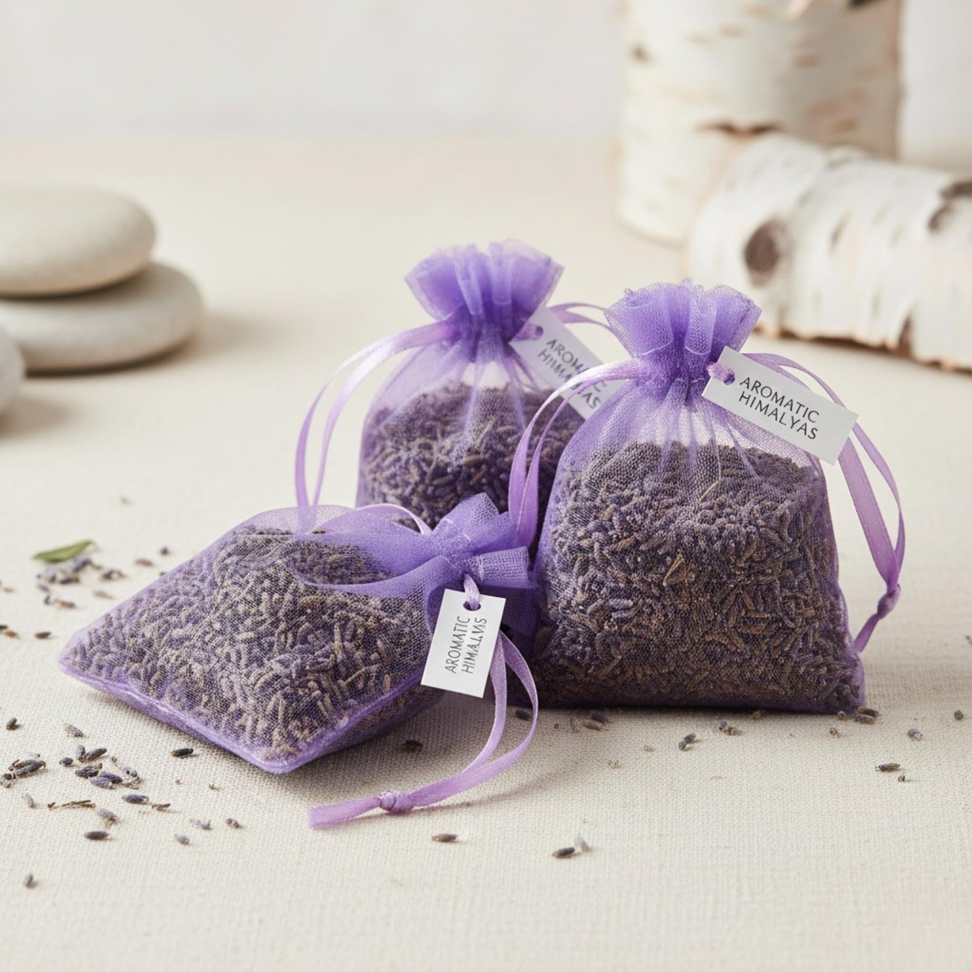 Aromatic Himalayas- Lavender Fragrance Sachet | Dried Lavender Potli Bags | for Drawer and Wardrobe | Natural Moth Repellent | Air Freshener | 3 Sachets 10 GMS Each