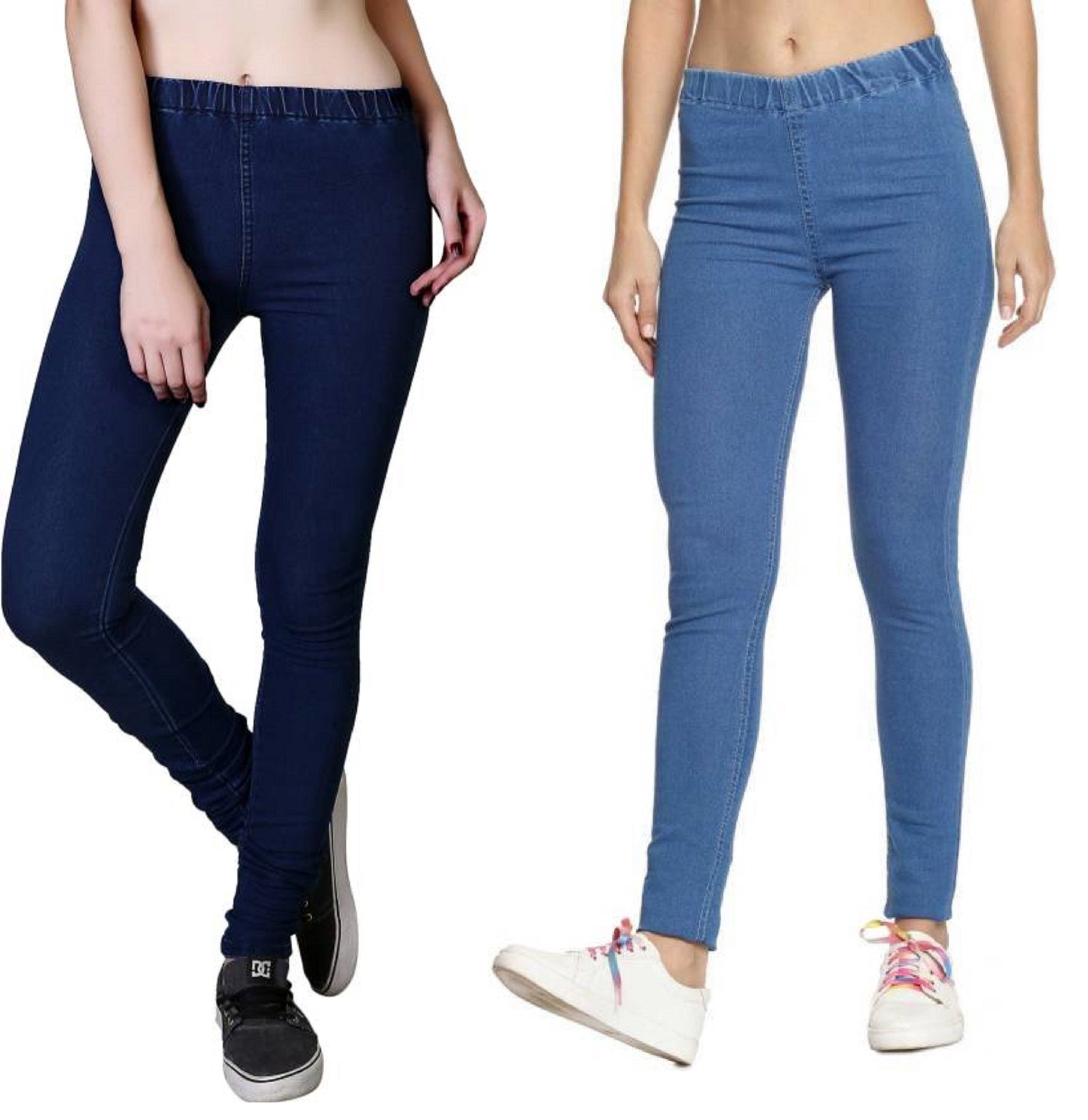 Womens High Rise Silky Cotton Lycra Stretchable Jeggings (Pack of 2)-image-45