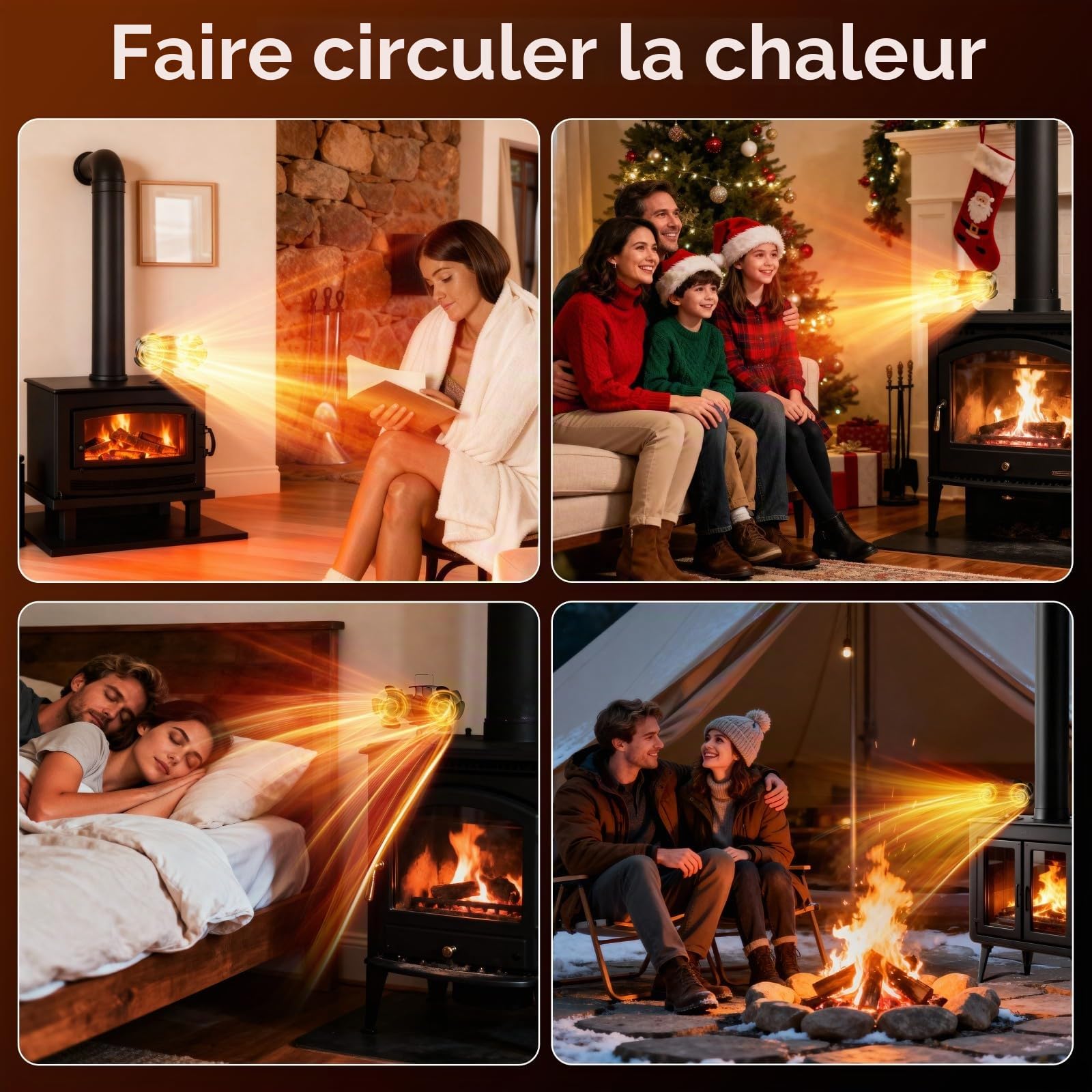 MERTTURM Ventilateur Poele à Bois, Amélioration Aluminium Anodisé 10 Pales Ventilateur de Cheminée, Protection Contre la Surchauffe, Silencieux pour Poêle à Bois/Cheminée/Gaz/Bûche