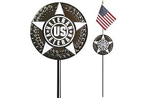 Anley US Veteran Grave Marker with US Stick Flag 34 Inch Tall...