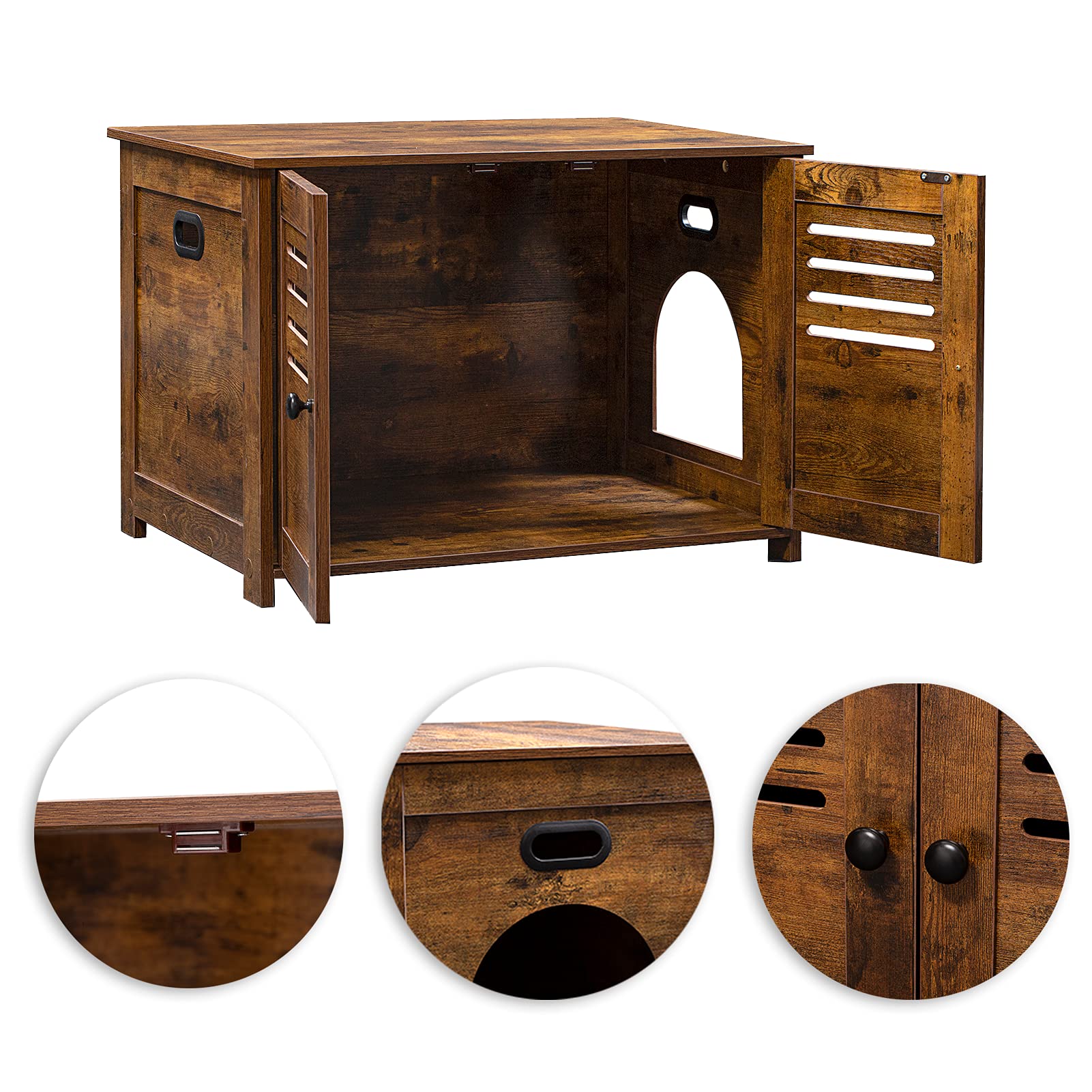 DINZI LVJ Litter Box Enclosure, Cat Litter House with Louvered Doors