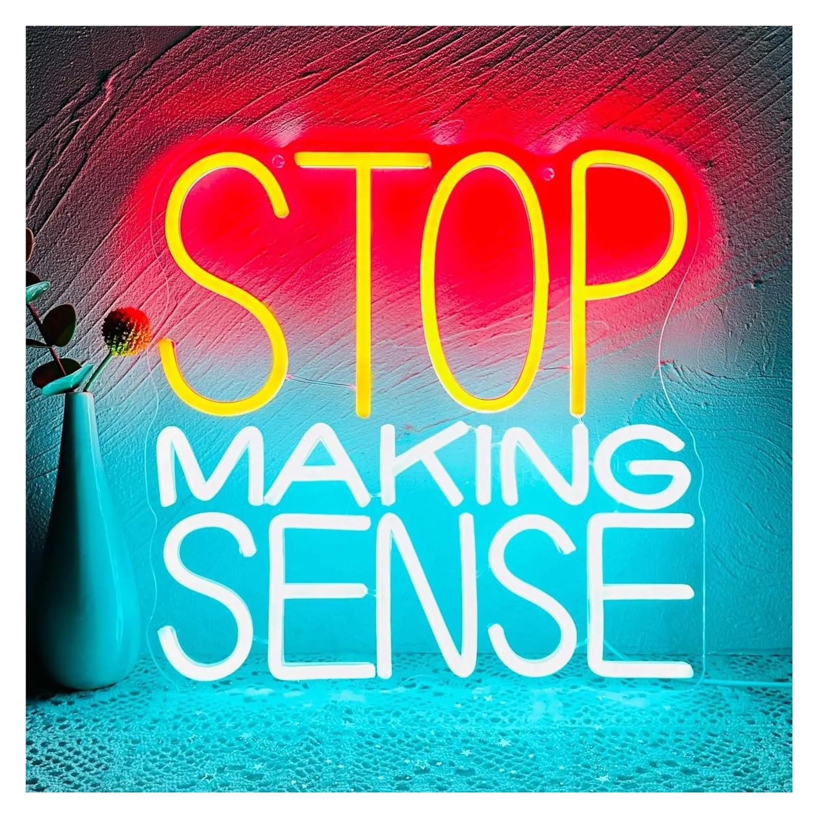 Lemst One Color Signs Lamp Stop Making Sense Neon Sign Light Dimmable For Bedroom Home Bar Man Cave Cafe Birthday Wall Decor Usb Powered Illuminated 33Cmx33cm