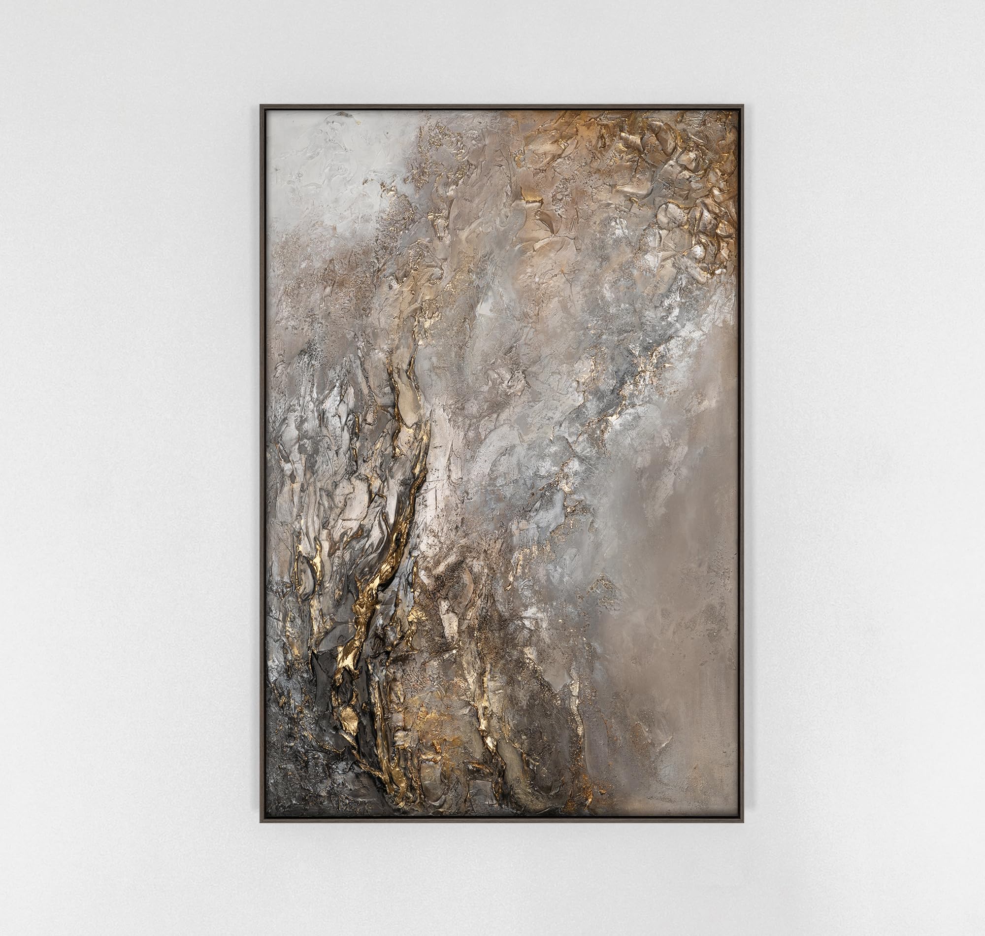 YS-Art Handgemaltes Acrylbild Auf Leinwand – Abstrakte Schwarz-Weiß-Kunst 100x100 Cm Für Wohnzimmer