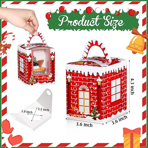 Miniatura 3 de 24 cajas de cupcakes de Navidad, cajas de galletas de Navidad con mango de inserción de ventana, cajas de soporte para magdalenas de Navidad, caja