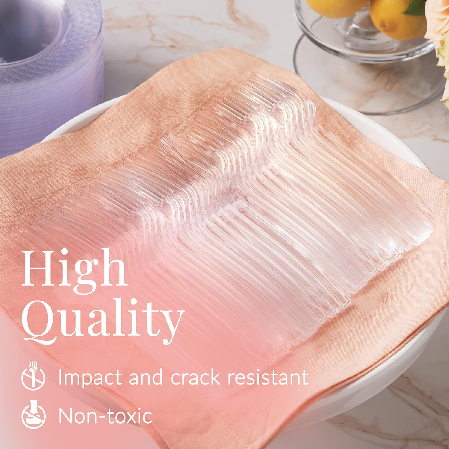 Prestee 300 Clear Heavy Duty Plastic Forks, Heavyweight Plastic Silverware Forks, Fancy Plastic Cutlery, Elegant Disposable Forks Pack, Bulk Disposable Flatware, Plastic Utensils Set, Clear Forks Set : Health & Household