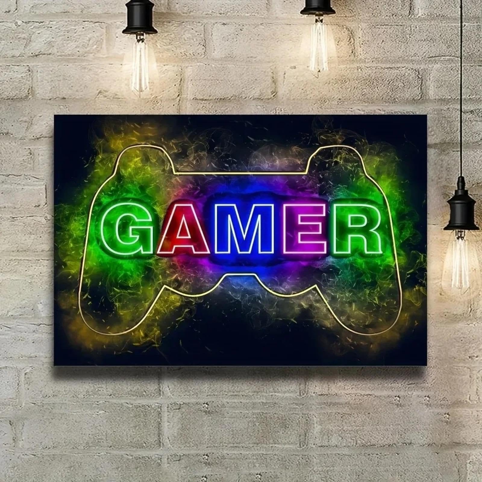 MAIMANG Póster de arte de pared de videojuegos para amantes de los videojuegos, pintura en lienzo, carteles e impresiones, decoración de pared, 40 x 60 cm, marco