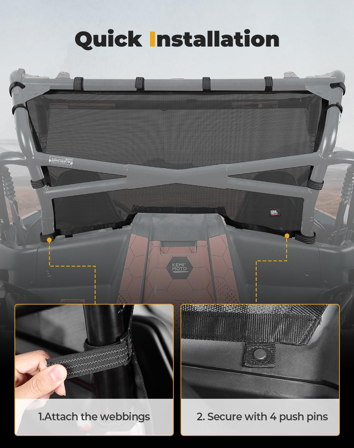 Rear Window Net For CFMOTO ZForce 950 (2020-2024) - Thick Mesh Back Windshield Panel