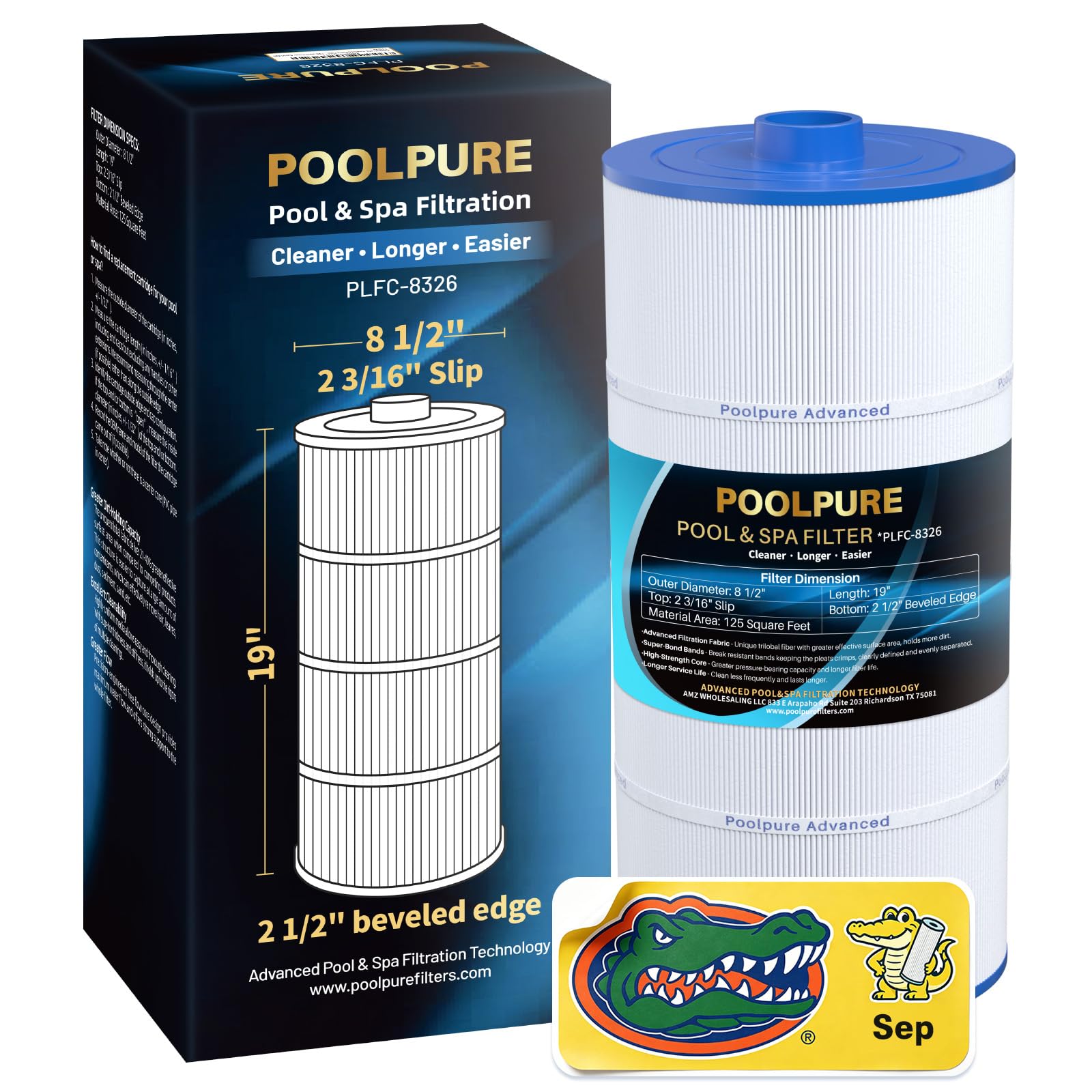 POOLPURE Filtre Spa remplace Sundance 6540-488, PSD125-2000, Unicel C-8326, Filbur FC-2780, Aladdin 22507, Baleen AK-70013, Magnum SU125, Cartouche filtrante de 125 m²