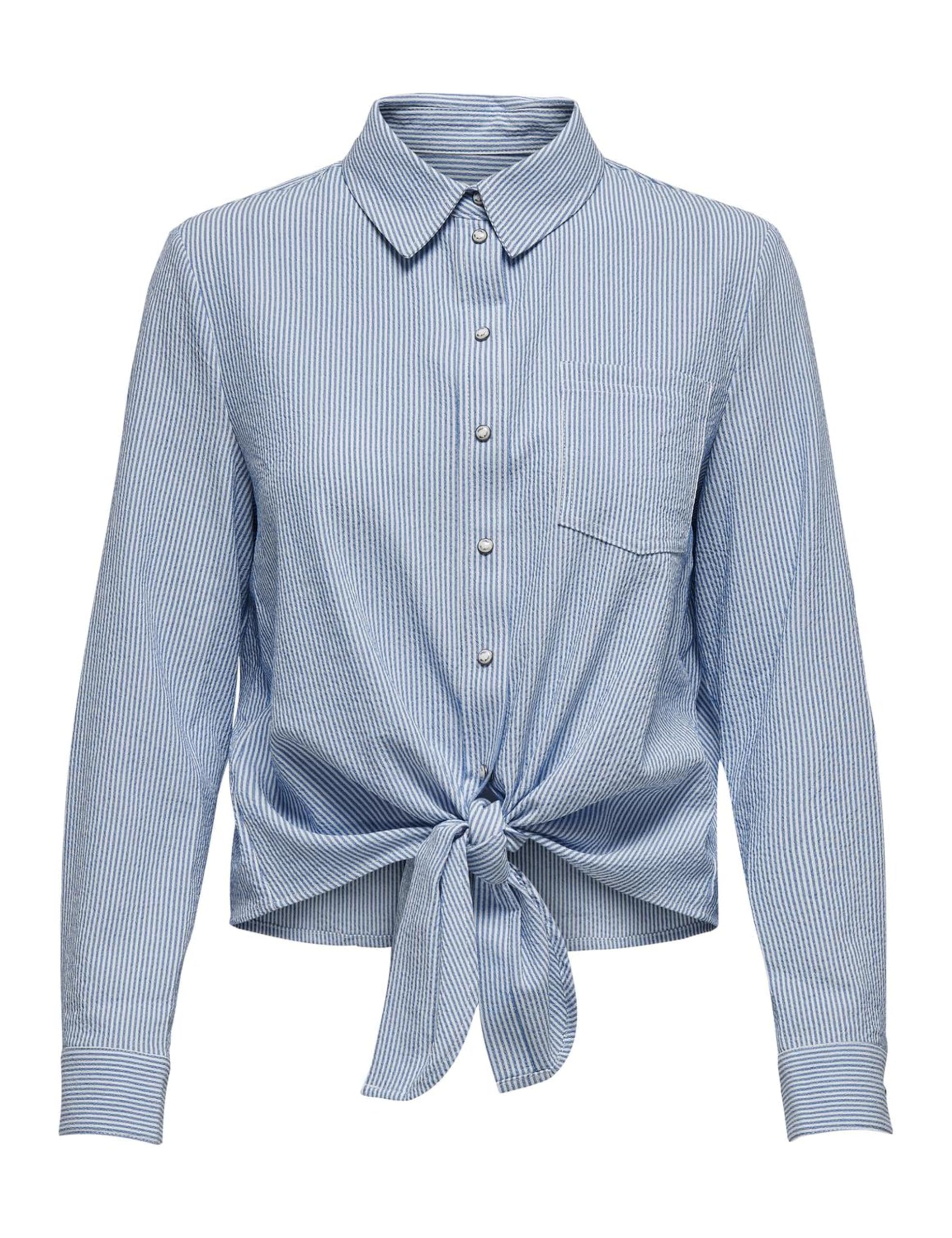 Only Blanc Shirt Lecey Manches Longues Femme Stripe Knot
