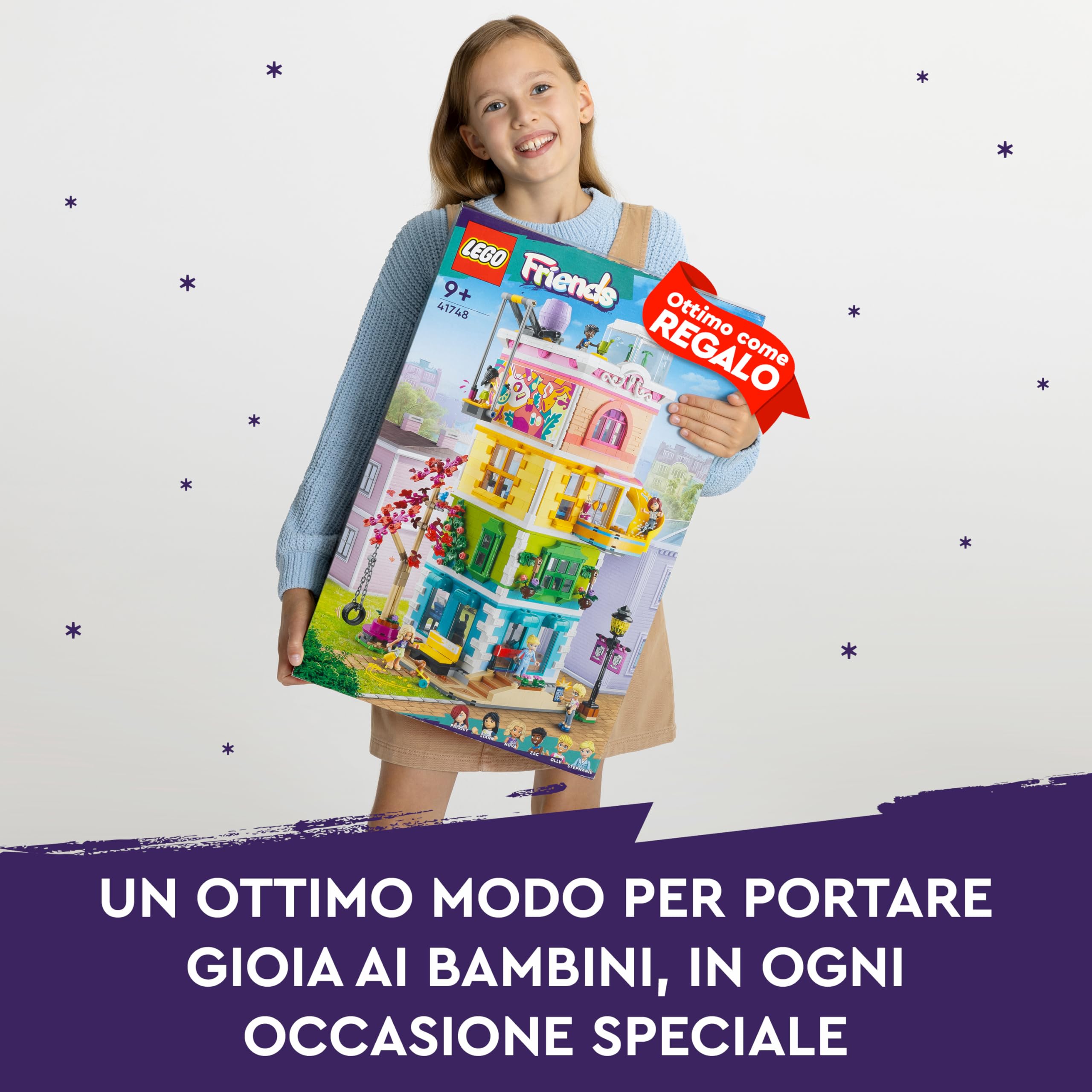 LEGO Friends Centro Comunitario di Heartlake City - Set Modulare a 5 Piani con 6 Mini Bamboline, Cane Giocattolo e Accessori Creativi - Idea Regalo per Bambine da 9 Anni in su - 41748