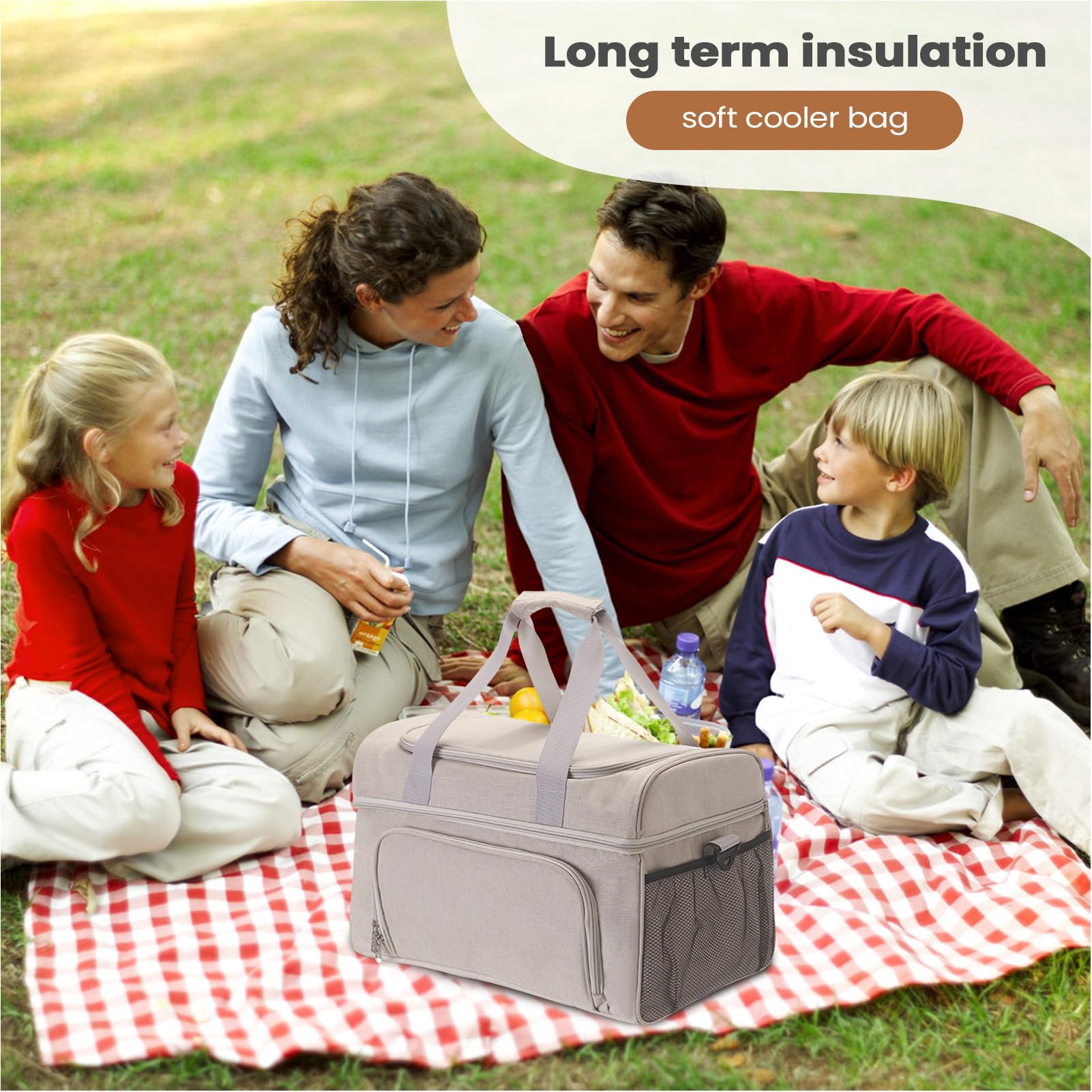 Bolsa de transporte aislada - Bolsa isotérmica plegable a prueba de fugas | de 30 l, bolsa térmica impermeable para alimentos, organizador de almuerzo duradero, más espacioso portátil | Conveniente par