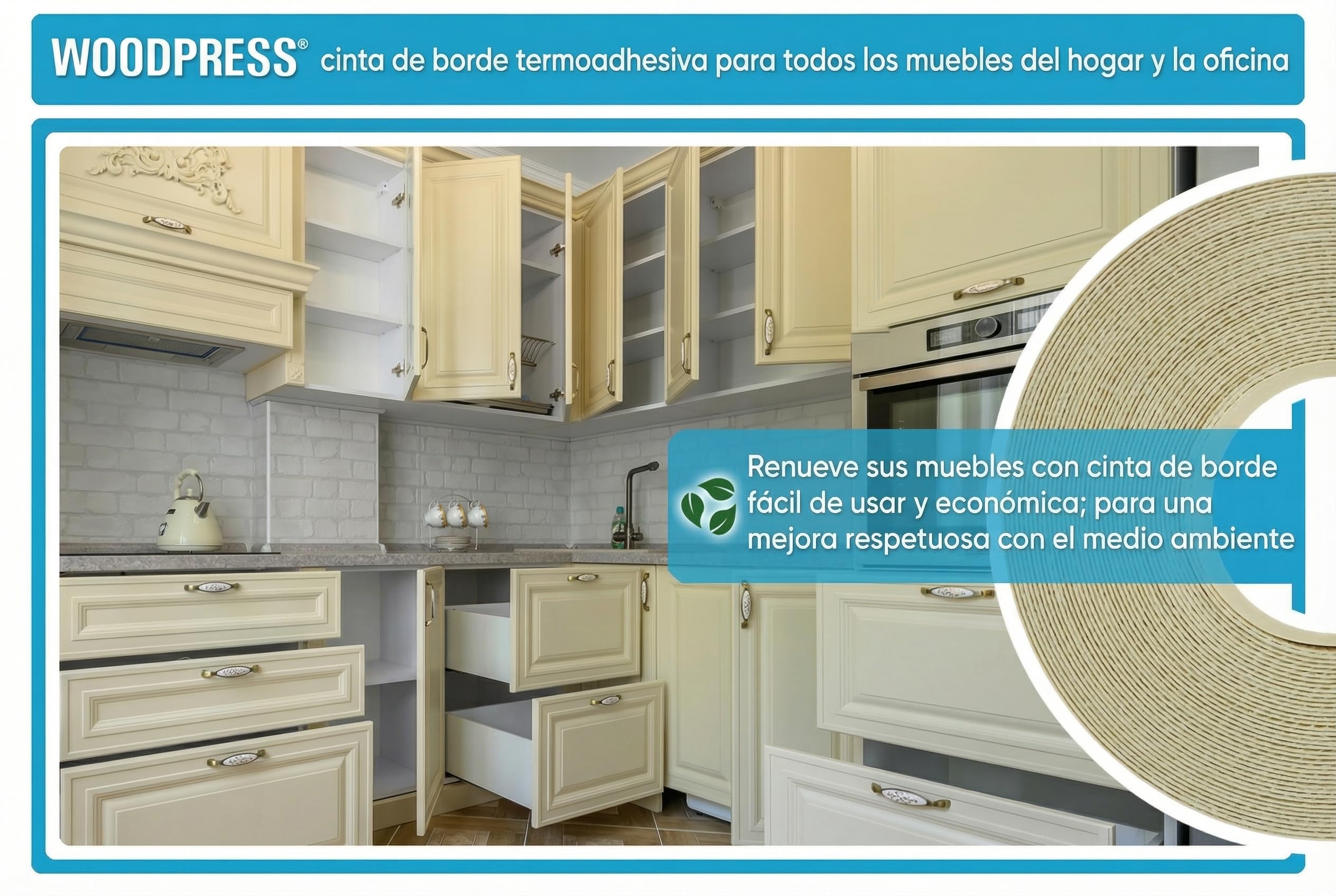 Cinta de melamina de 50 mm, color beige nacarado, cinta de chapa prepegada, rollo de 7,5 m, termoadhesiva para una fácil aplicación – cubrirá el borde de un panel de MDF estándar