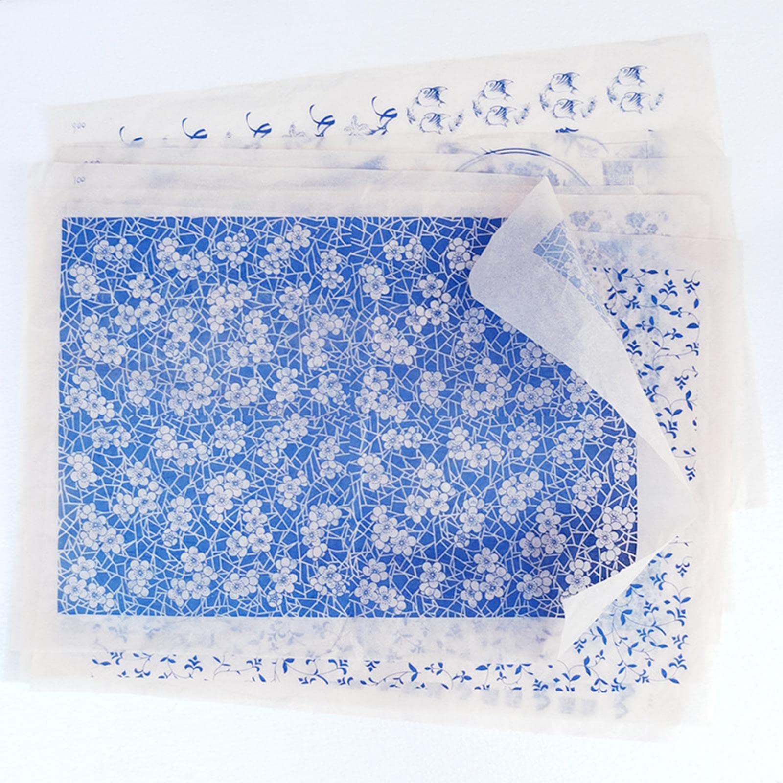 GG04136-papier de transfert d'argile. poterie céramique. glaçure sous glaçure. fleurs colorées